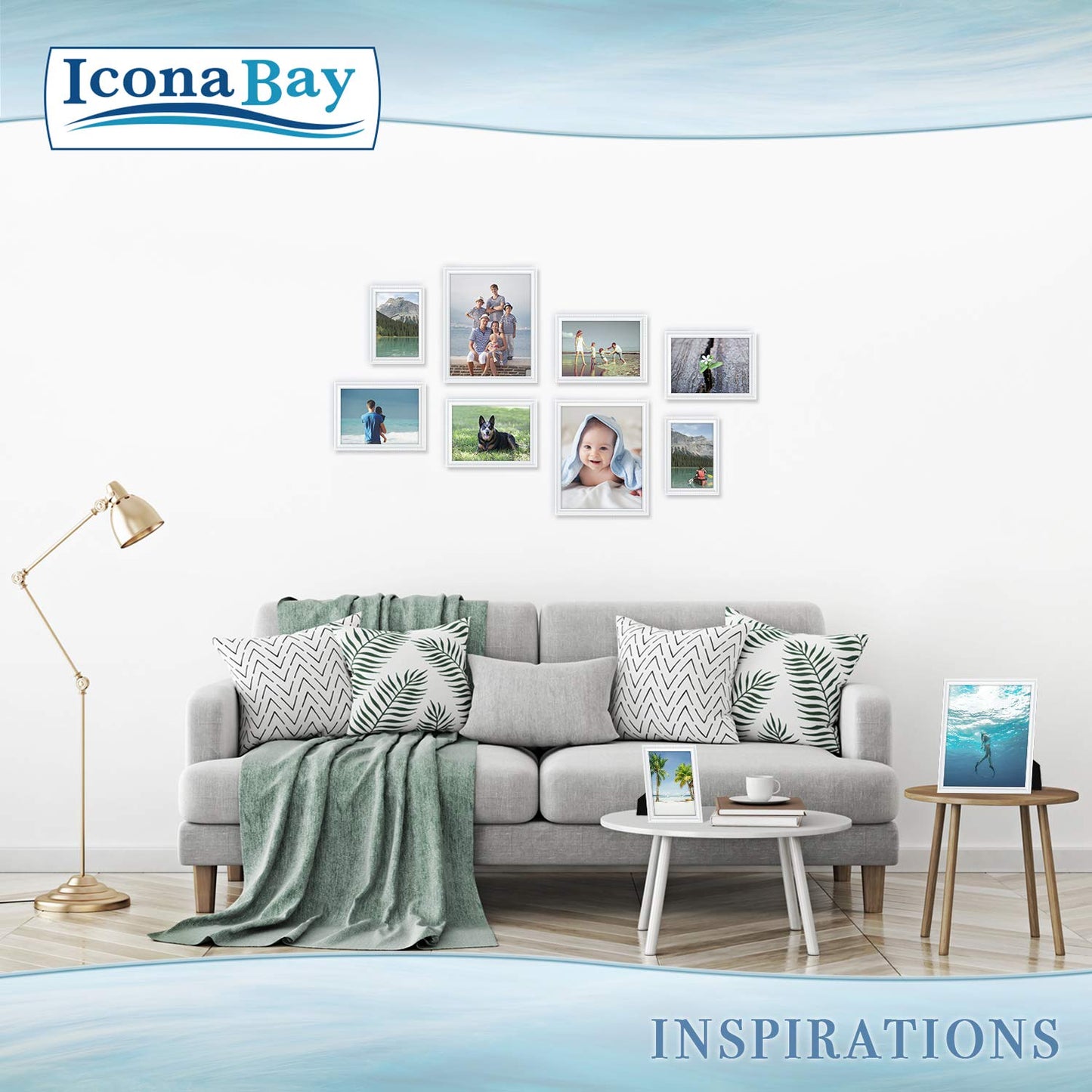 Icona Bay Combination White Picture Frames Set - 10 PC (Five 4x6, Three 5x7, Two 8x10), Inspirations Collection Multi-Pack for Contemporary Wall Gallery BST220