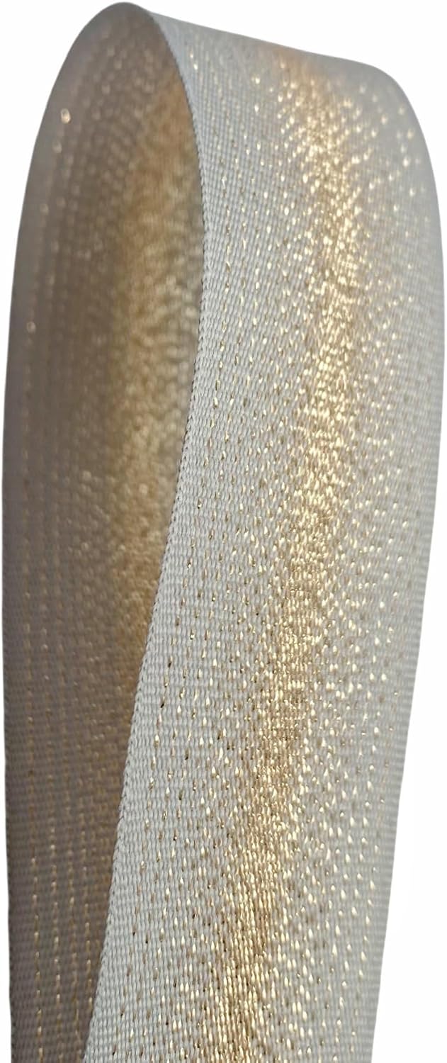QIANF 1 Inch 25 Yards Poly Ribbon Gold Metallic Gradual Sparkly Ribbon for Gift Wrappping Wedding Birthday Christmas Party Decoration Art Craft Sewing Project, Gray WN420
