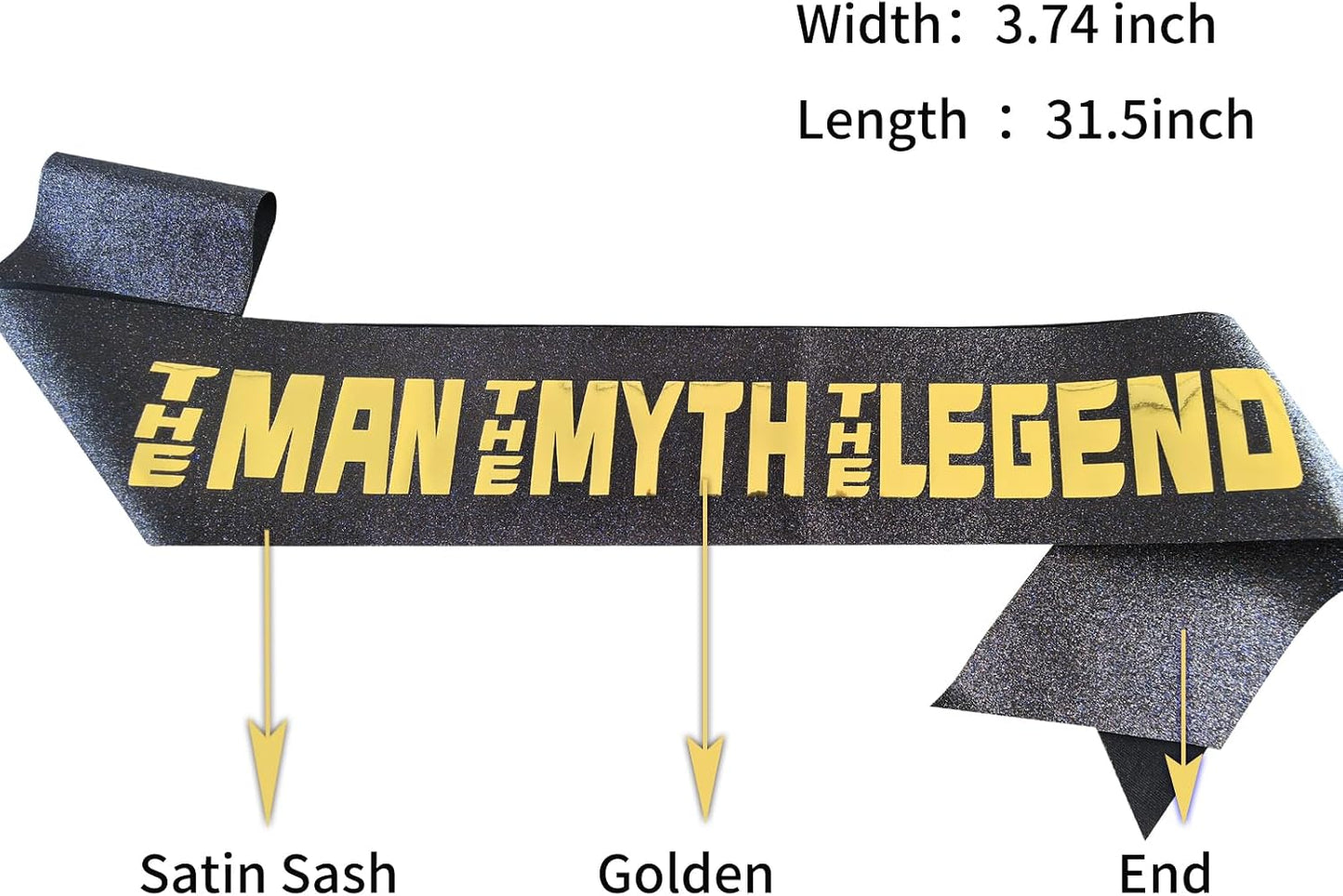 The Man The Myth The Legend Sash - Men's Birthday, Bachelor Party, Retirement, Father's Day Celebration Supplies, Groomsmen Gifts, Party Decorations & Favors BST202