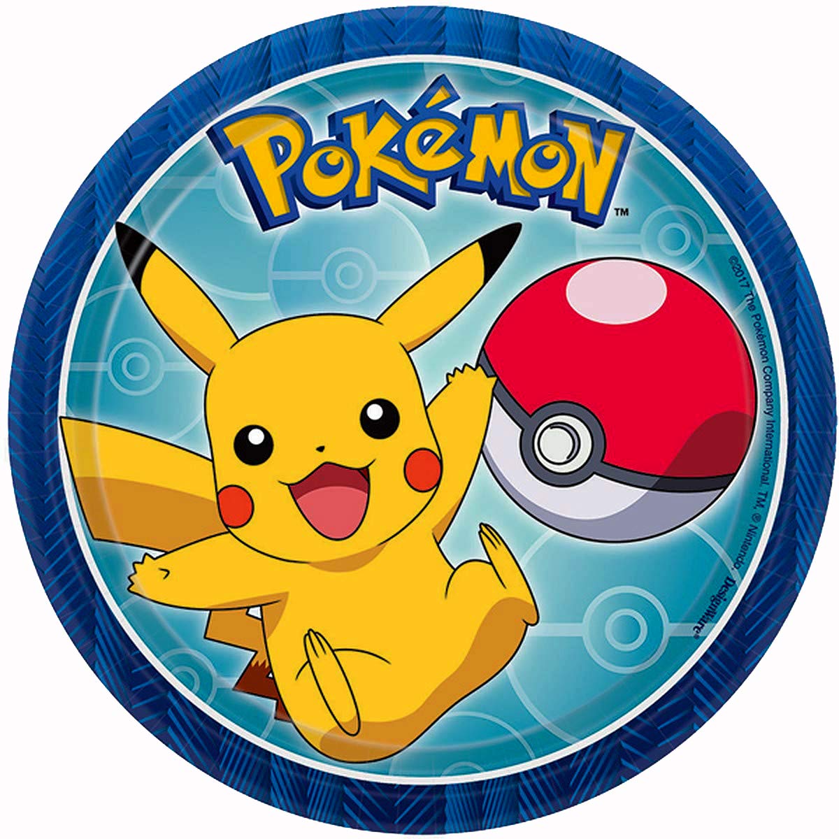 Vibrant Multicolor Pokemon Round Plates, 7" - Fun & Durable Party Plates, Perfect for Kids' Parties and Celebrations, 6 Packs of 8