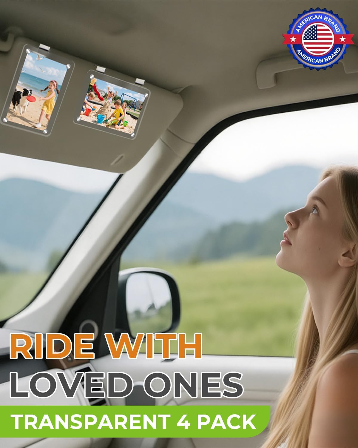 4Pack Car Picture Holder, Car Visor Photo Clip Holder, Magnetic 2.4"x3.5" Suncar Visor Picture Clip, Horizontal & Vertical Photo Display, Personalized Car Accessory for Family & Personal Photos BST326H