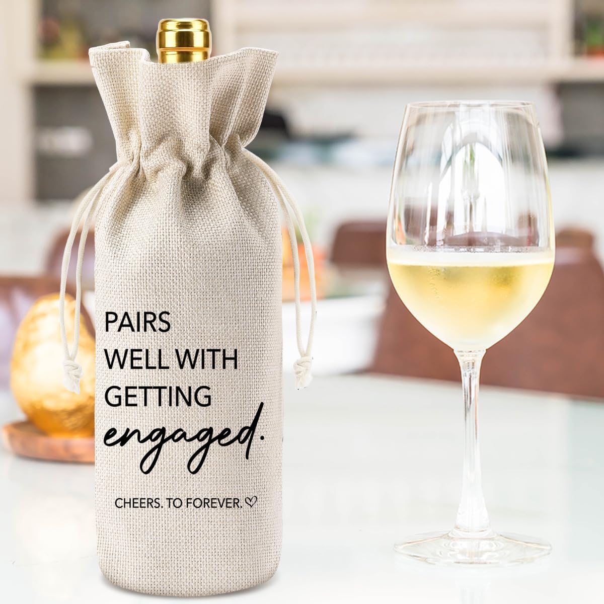 2Pcs Engagement Gifts for Couples Newly Engaged, Pairs Well with Getting Engaged Wine Bag for Bride to Be Future Mrs, She Said Yes Gifts for Her Him, Bridal Shower Engagement Party Decorations BST202