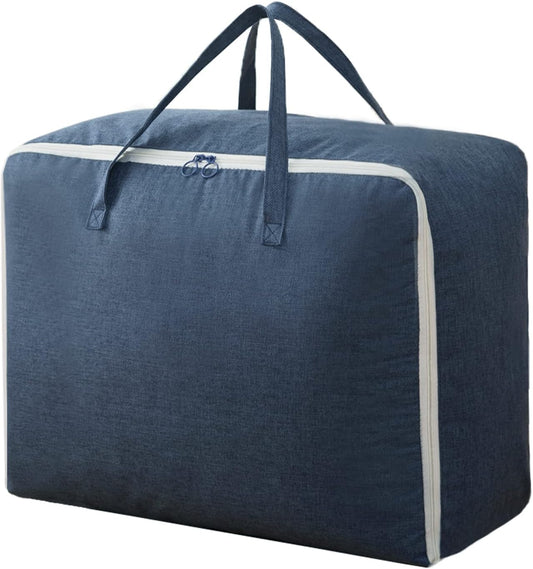 Surblue Clothes Storage Bag Organizer with Durable Handles Thick Fabric Large Capacity for Blanket Comforter Clothing Bedding (Navy, M) BST326H