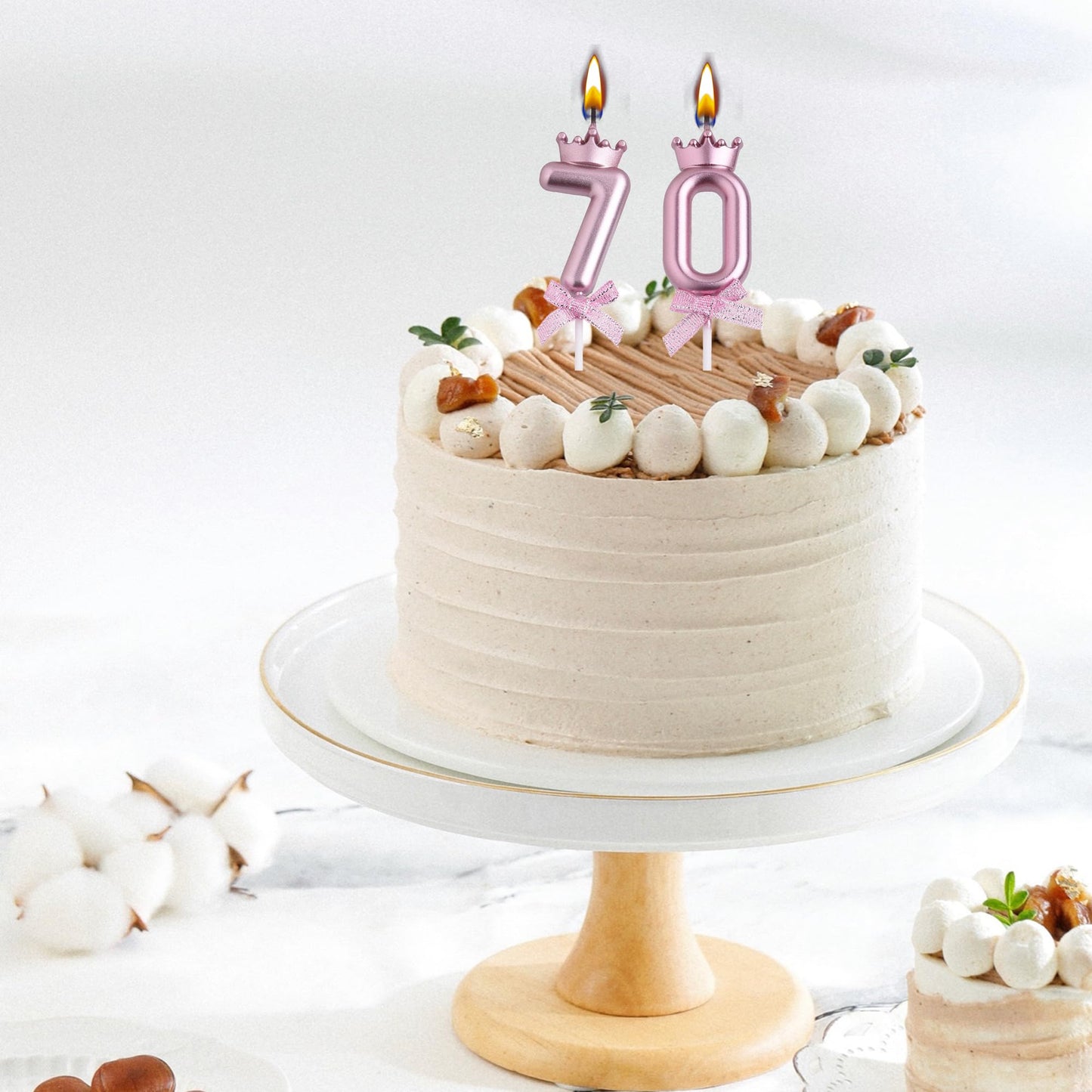 70th Birthday Candles, Pink 70 Year Old Number Birthday Candles for Women, Happy Birthday Party Cake Topper Decoration Gifts for 70th Wedding Anniversary Celebration BST220