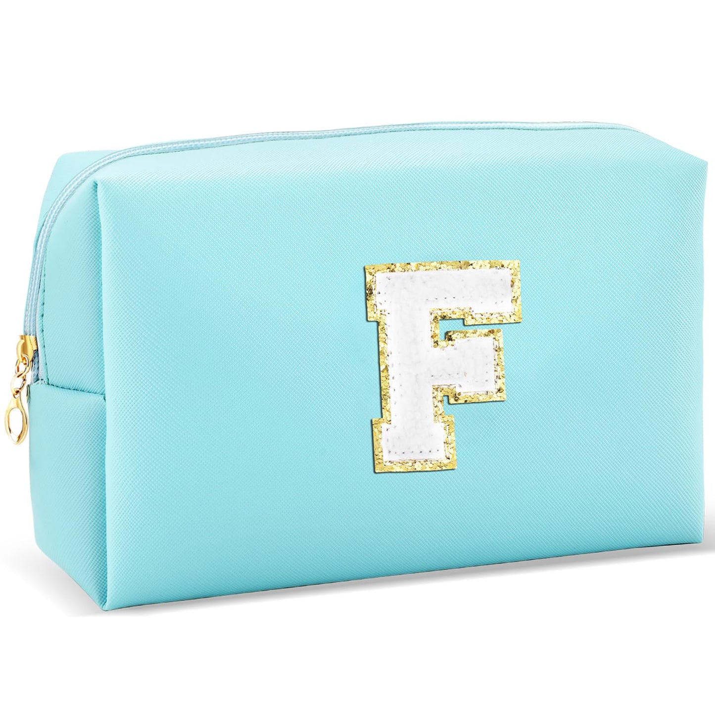 URSKYTOUS Gifts for Girls Initial Makeup Bag Personalized Cosmetic Bag with Zipper Cute Travel Toiletry Bag Waterproof PU Preppy Makeup Pouch Birthday Gift for Teen Girls Women(Blue P) BST326L