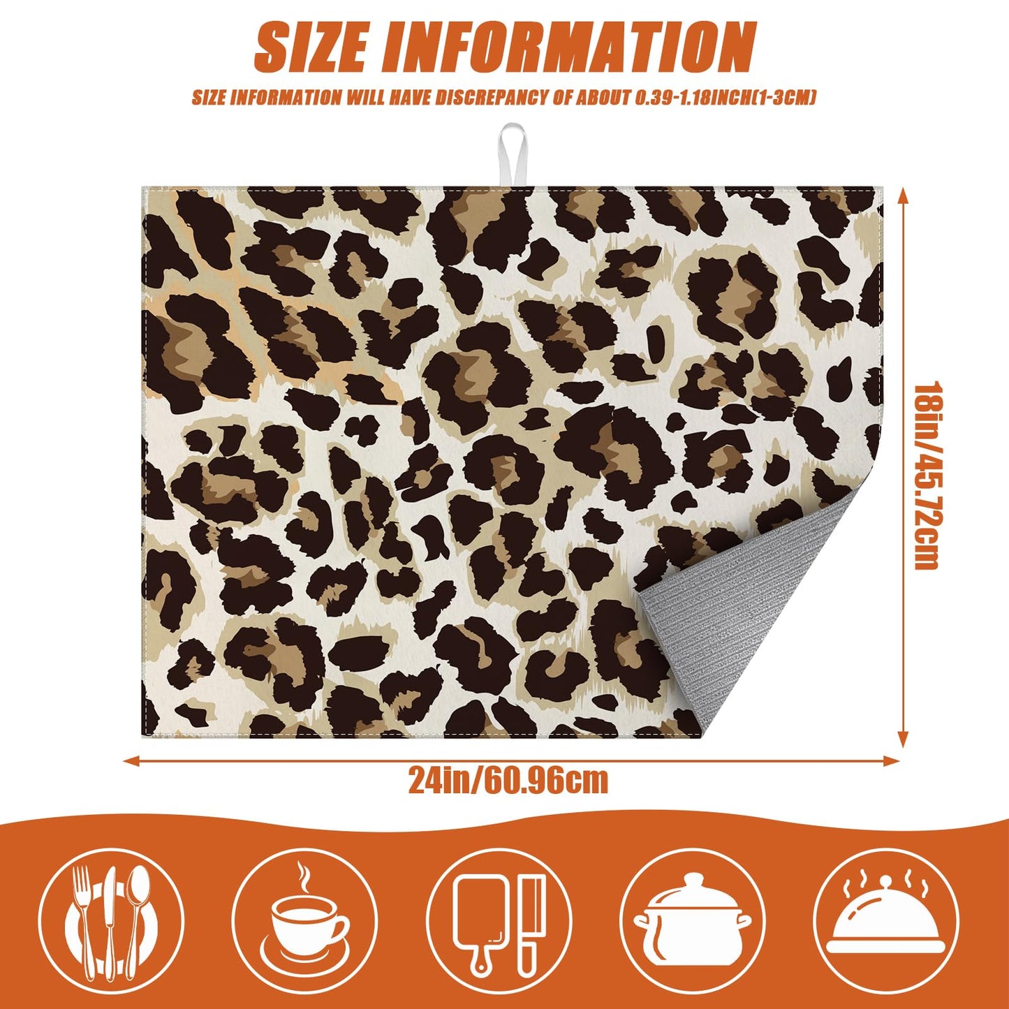 Brown Leopard Dish Drying Mat for Kitchen Counter Microfiber Absorbent Dish Kitchen Drying Mat Draining Reusable Washable for Dishes/Utensils/Counterto BST220