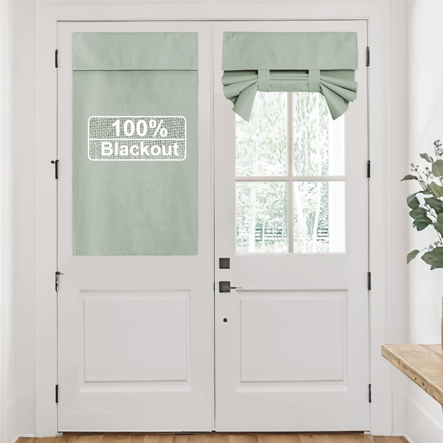 RYB HOME Grey Classroom Door Linen Curtain for Small Window, 100% Blackout Shades Lightweight for French Door Window, W 8 x L 36 Room Darkening Privacy Curtains Tie up Shade, 1 Panel BST220