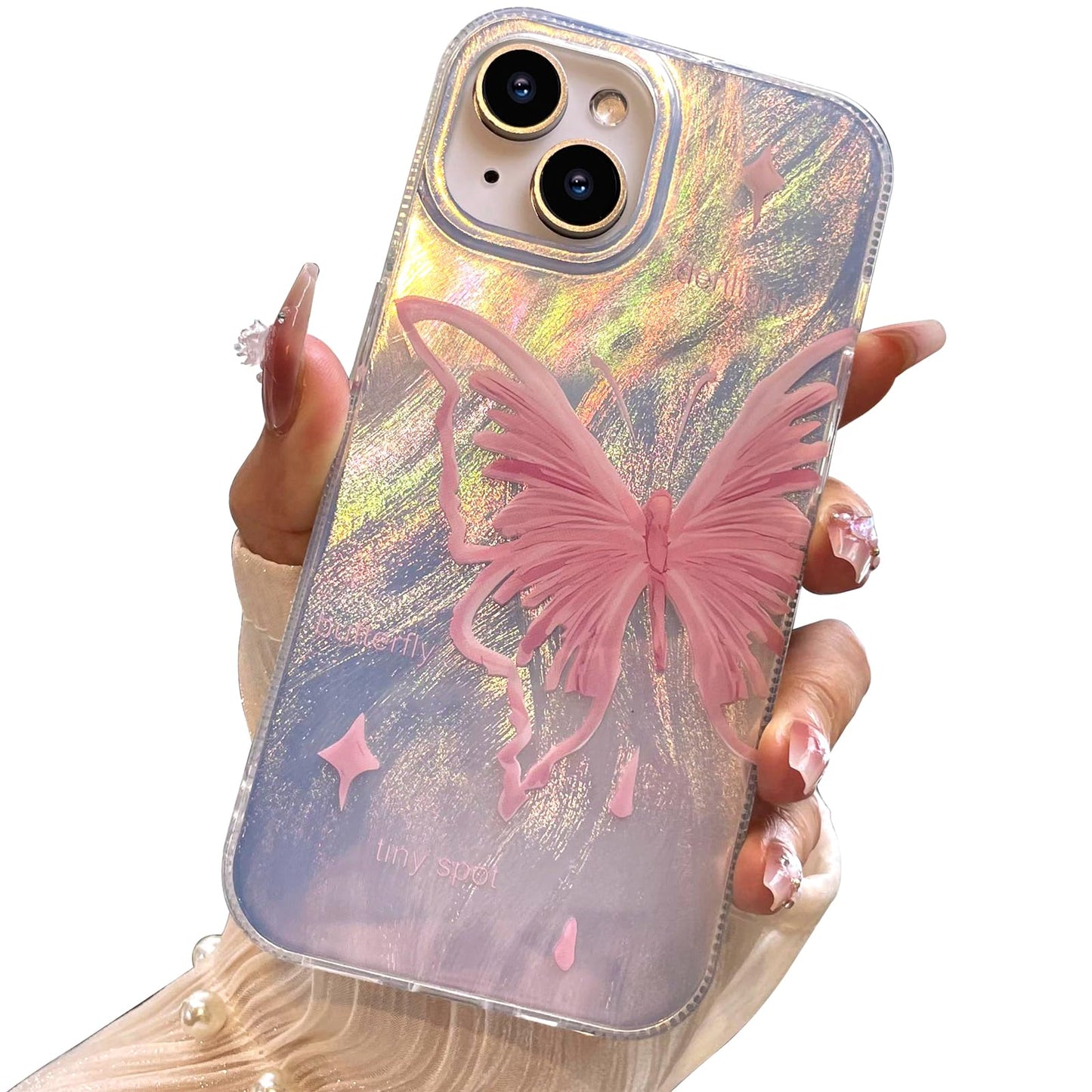 I-MGAE-IN-AR Compact Case for iPhone 16 Holographic Cloud Design,Cute Trendy Soft Slim TPU Shockproof Protective Phone Cases Cover for Women Girls Aesthetic Glitter WN420