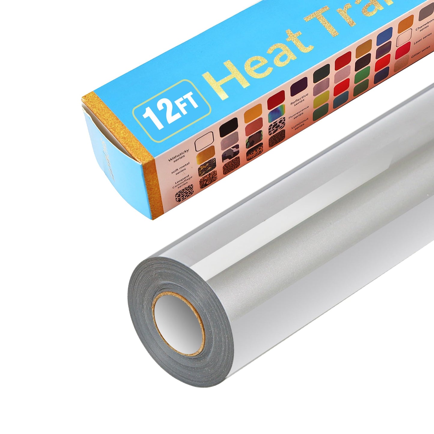 Golden Heat Transfer Vinyl Rolls 12 Inch by 12feet Roll HTV Iron on Vinyl DIY for T-Shirt Easy to Cut & Weed for Heat Vinyl Design Glossy (12Ft, Golden) WN420