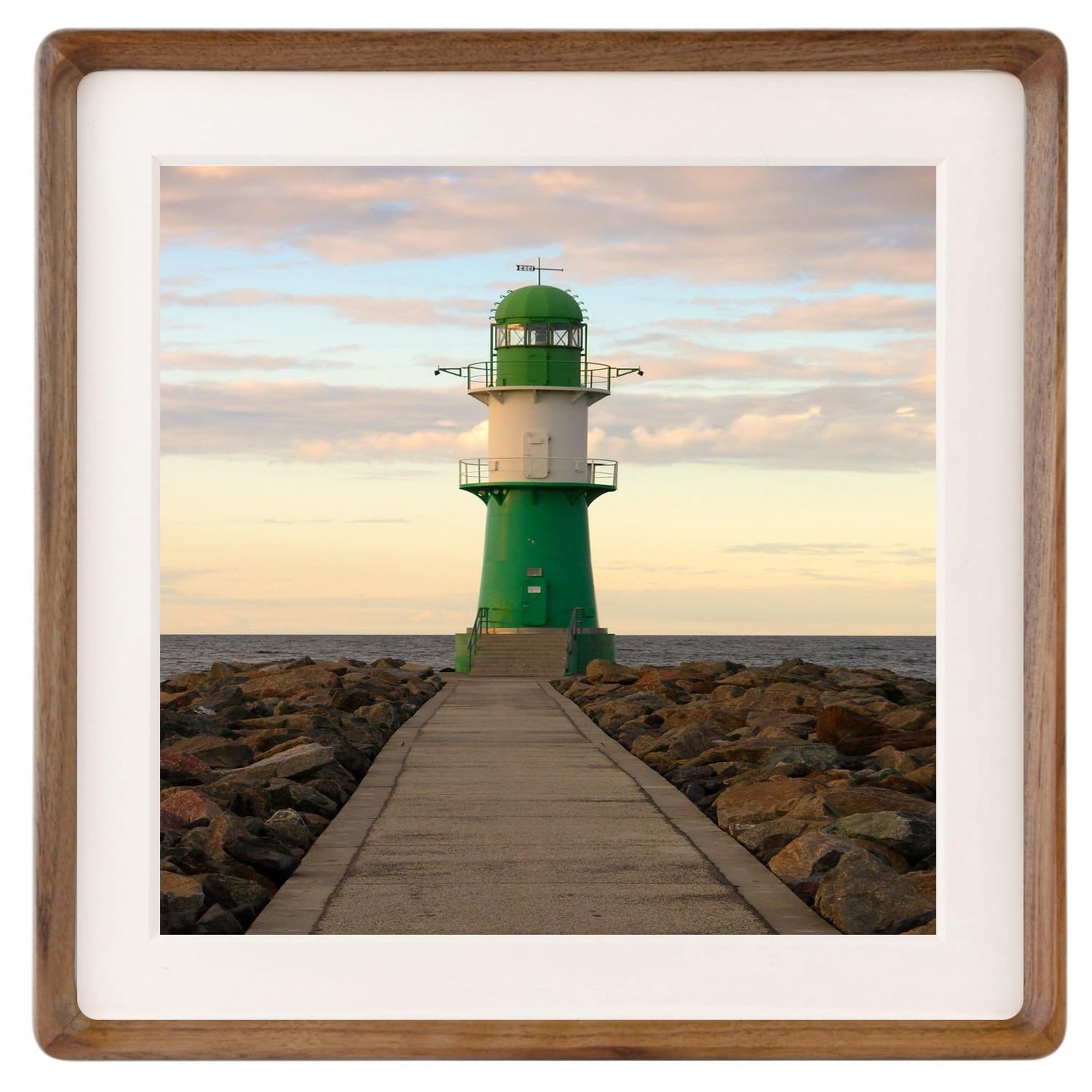 6x6 Solid Teak Wood Picture Frame Matted to 4x4 | Shatterproof Plexiglass, Mortise-Tenon Build, Horizontal & Vertical Tabletop Wall Mounting Square Display Frame BST220