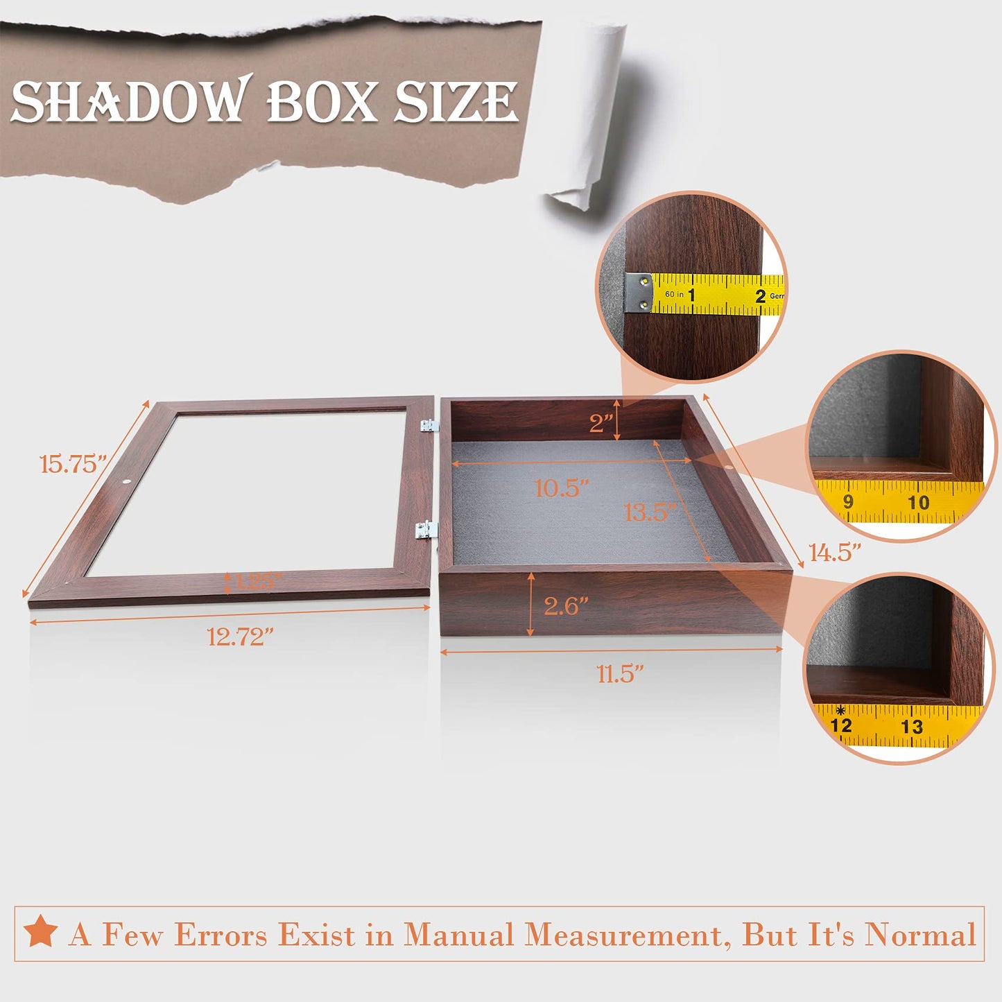 Golden State Art 11x14 Shadow Box Frame Display Case - 2 inch Depth Great for Collages, Collections, Mementos, 6 Pins Included (White, 1 Pack) BST326H
