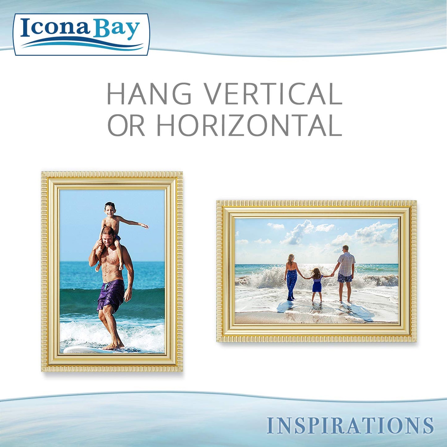 Icona Bay Combination White Picture Frames Set - 10 PC (Five 4x6, Three 5x7, Two 8x10), Inspirations Collection Multi-Pack for Contemporary Wall Gallery BST220