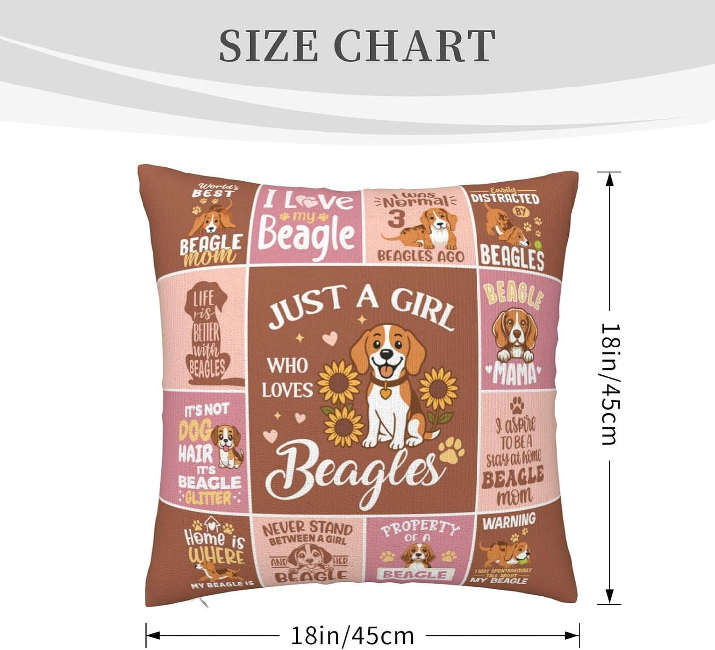Beagle Dog Mom Gifts for Women, Mothers Day Beagle Mom Gifts for Beagle Lovers, Beagle Dog Themed Gifts Throw Pillow Cover 18×18 Inches BST326L