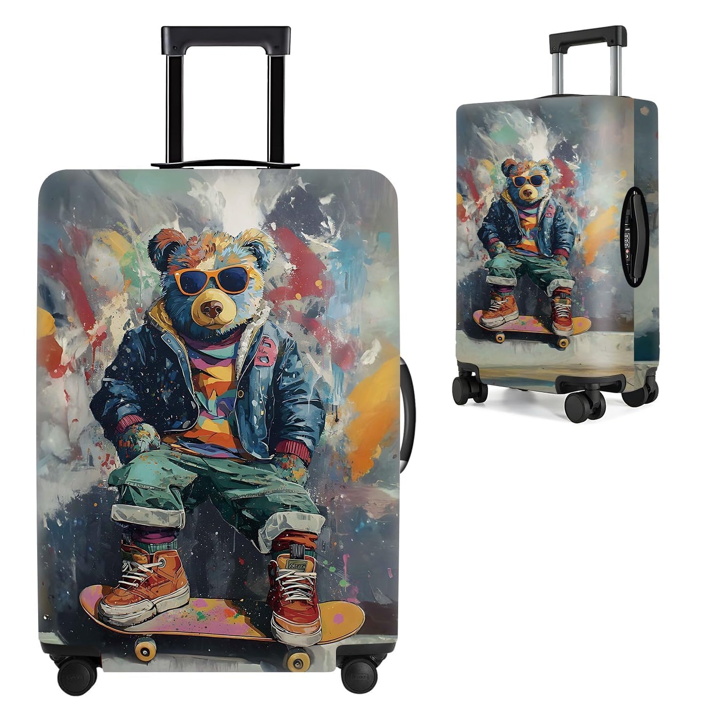 Colorful Abstract Art Luggage Cover – Vibrant Woman Face Design Suitcase Protector – Fits 32 to 34 Inch Travel Luggage,XL BST202