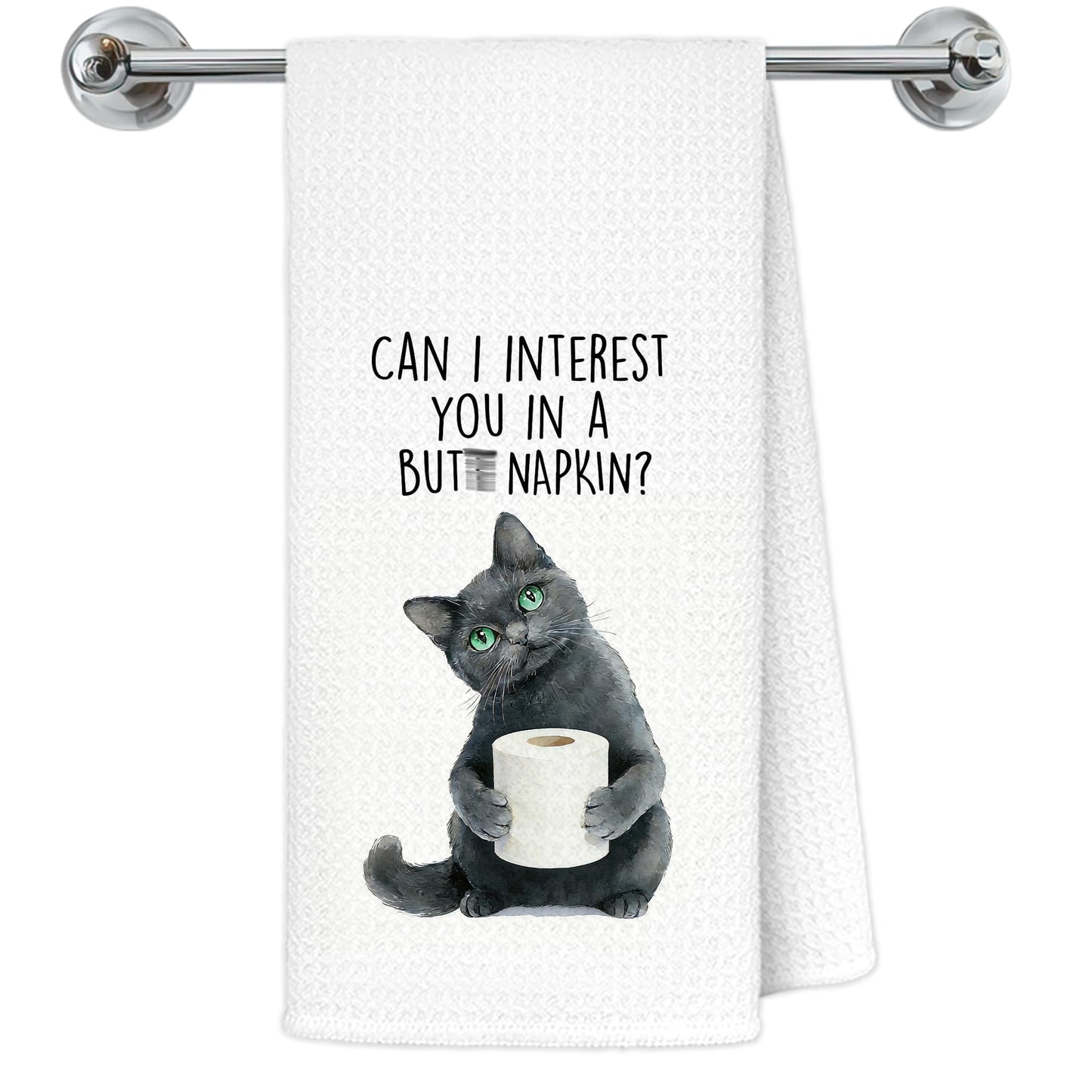 Blue and White Chinoiserie Orange Cat Bathroom Hand Towels, Orange Cat Gifts, Funny Oriental Kitty Decorative Hand Towels Bathroom Restroom Washroom Yoga Spa Zen Decor, 16x24 Inch BST326L