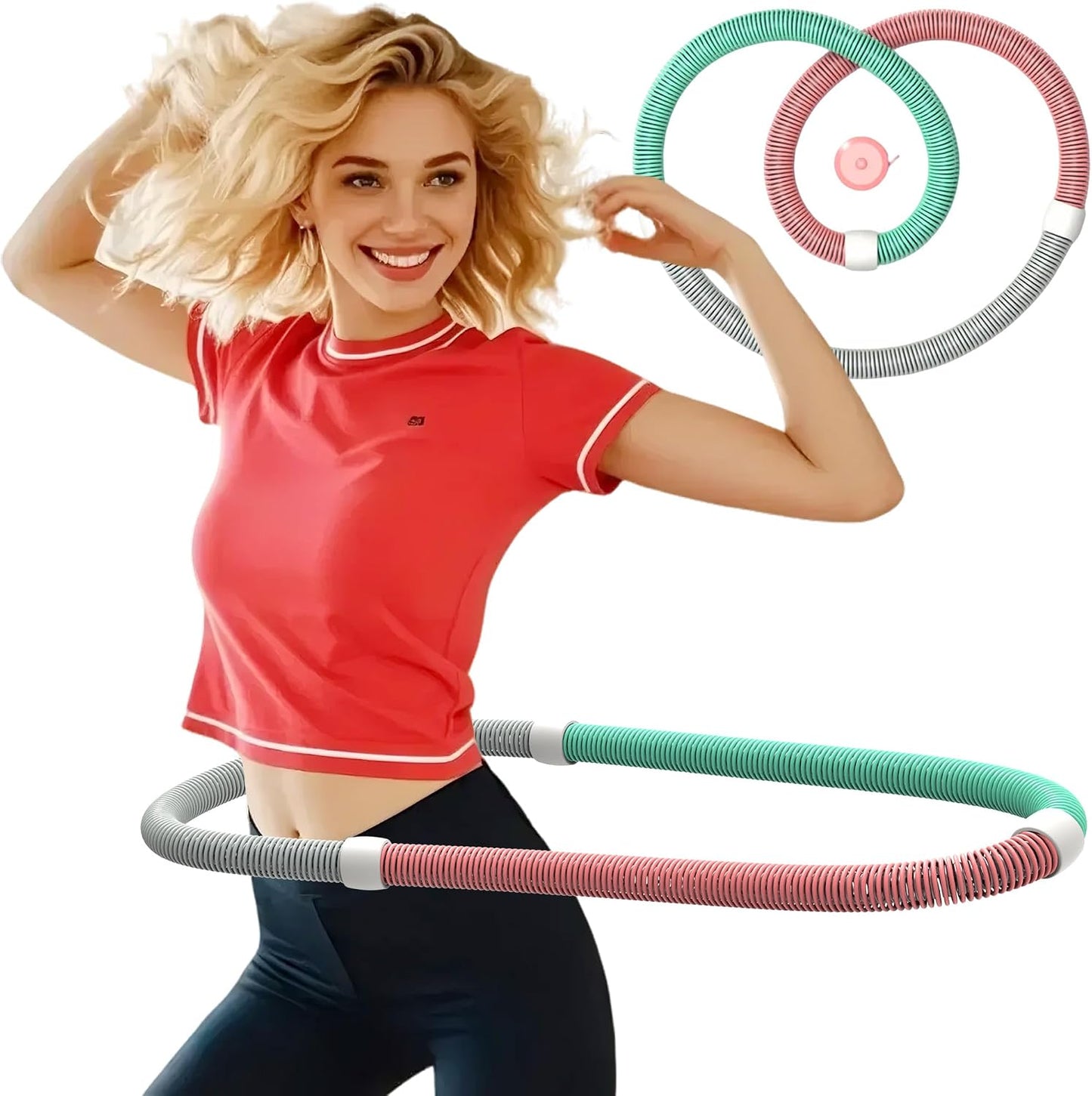 Weighted Soft Spring Fitness Hoop for Adults – 3.3lb Foldable Exercise Hoop, Waist-Friendly Design, Portable Slimming Exercise Equipment for Home and Travel- While Supplies Last WN420