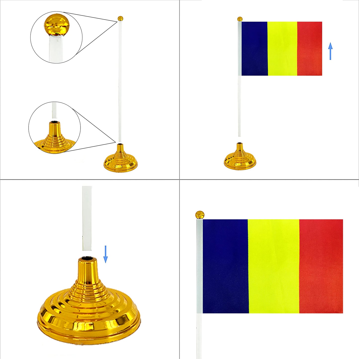 WXTWK 12 Pack Korea Flag Korean Desk Flag Small Mini Korean Table Flags With Stand Base,Home Office Festival Events Celebration Decorations BST202