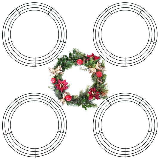 4 Pack Wreath Frame 14 Inch Wire Wreath Frame Round Metal Wreaths Form Dark Green Wire Wreaths Ring for Halloween Thanksgiving Christmas Front Door Outdoor Home Decorations Party Supplies DIY Craft BST220