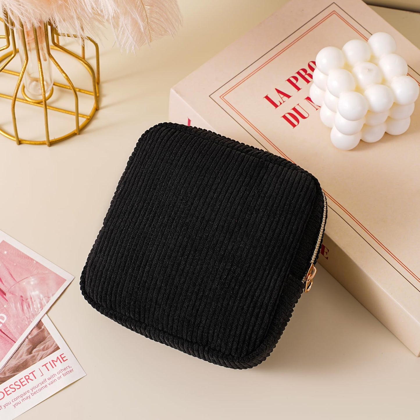 uekeboag Cute Small Corduroy Zipper Makeup Bag, Mini Coquette Aesthetic Pouch with Bear Pattern for for Purse,Key Pocket Lipstick Bag Card Holder Data Cable Organizer (12Hot Pink) BST220