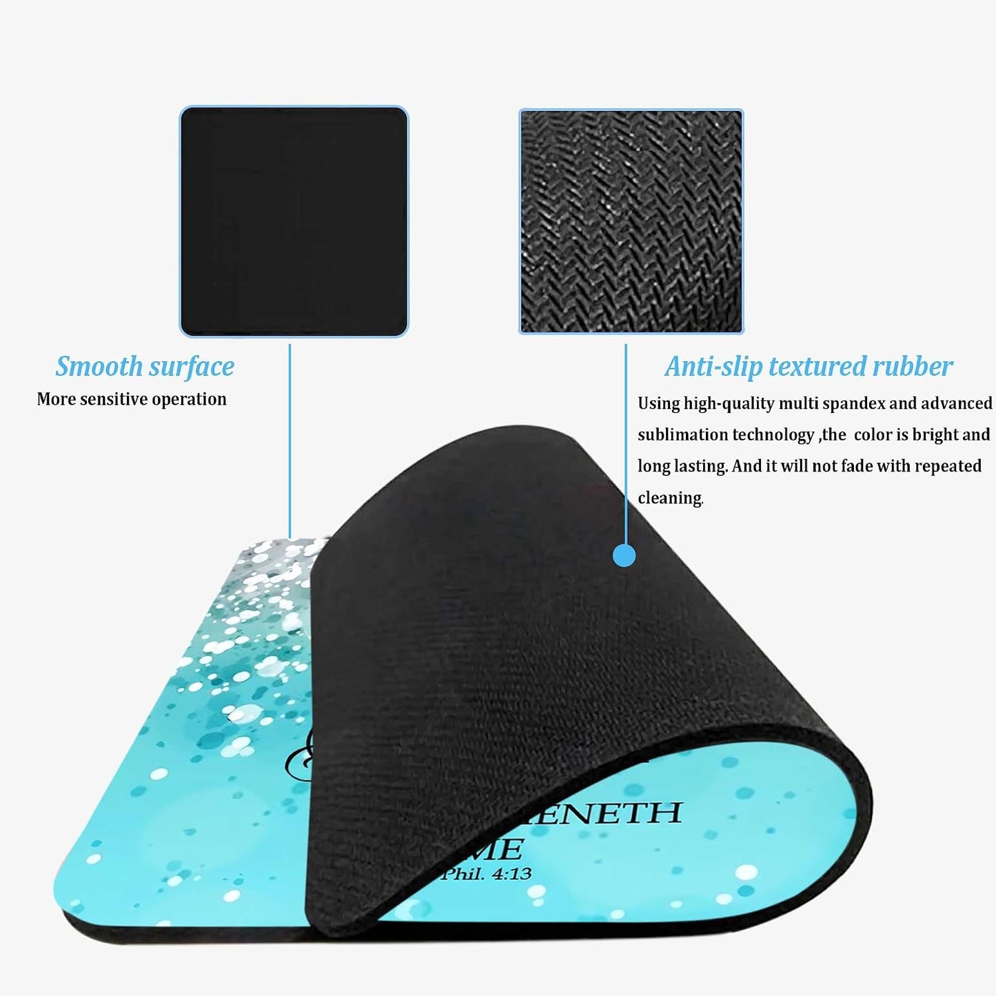 Square Mouse Pad with Non-Slip Rubber Base,Washable Square Cloth Mousepad, Non-Slip Rubber Base for Wireless Mouse for Computers, Laptop, Gaming, Office & Home WN420