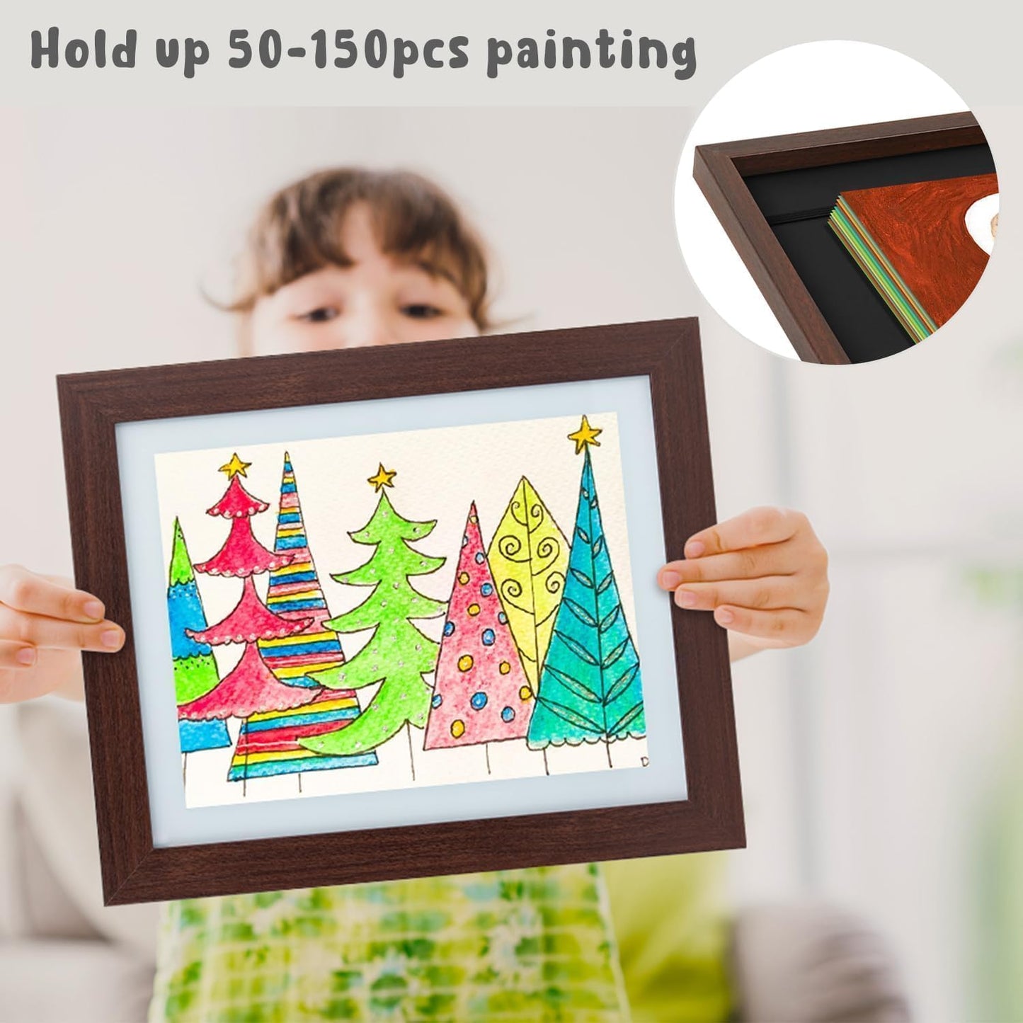 Golden State Art, 8.5x11 Kids Art Frames, Front-Opening Picture Frame Great for Kids Drawings, Artworks, Children Art Projects, Schoolwork, Home or Office (Walnut, Set of 2) BST220