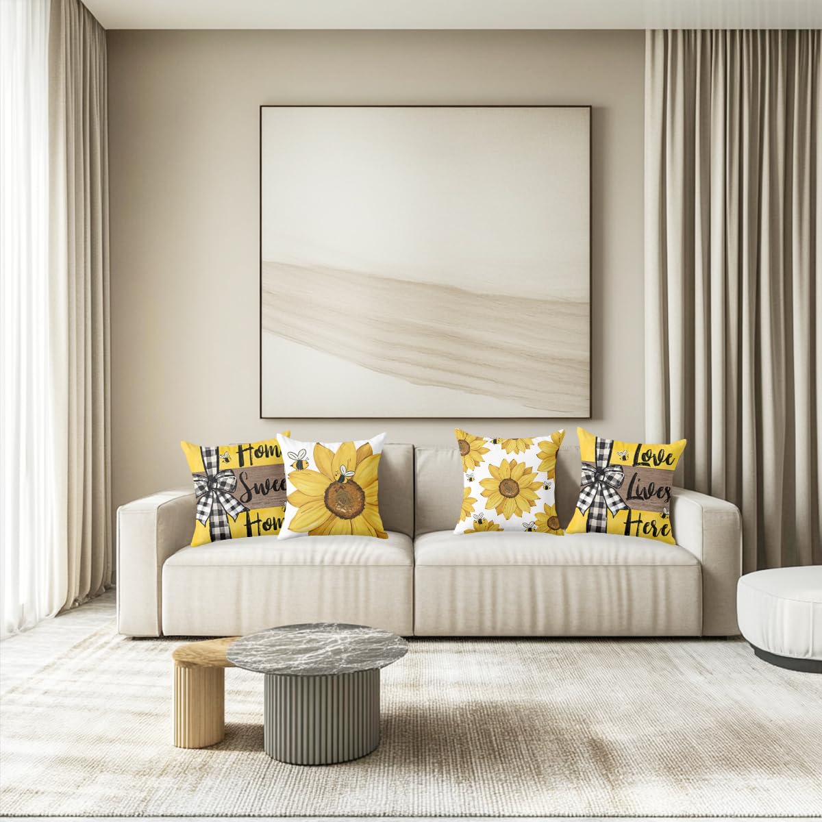 4 PCs Lemon Decor Pillow Covers 18x18, Italian Gifts Throw Pillow Covers | Italy Lemon Pillow Cases Decorative Pillow Protectors Living Room Bedroom Office Home Decor for Cushion Car Bed BST202