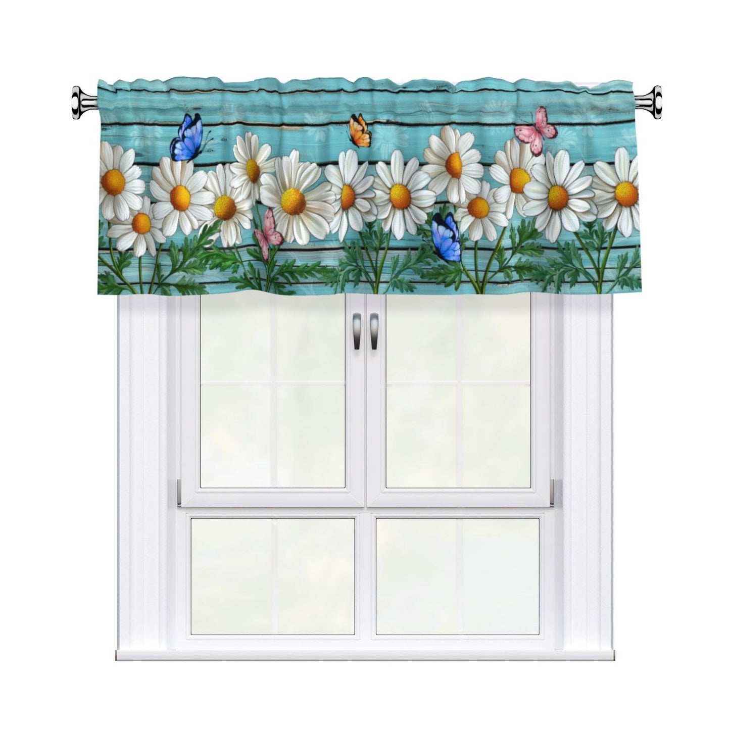 Patriotic Valance for Kitchen 2 Pack 54"x18" American Flag Curtains for Windows Red White Blue Stars 4th of July Independence Day Eucalyptus Leaf Window Treatment Rod Pocket Valance for Home Decor BST326L
