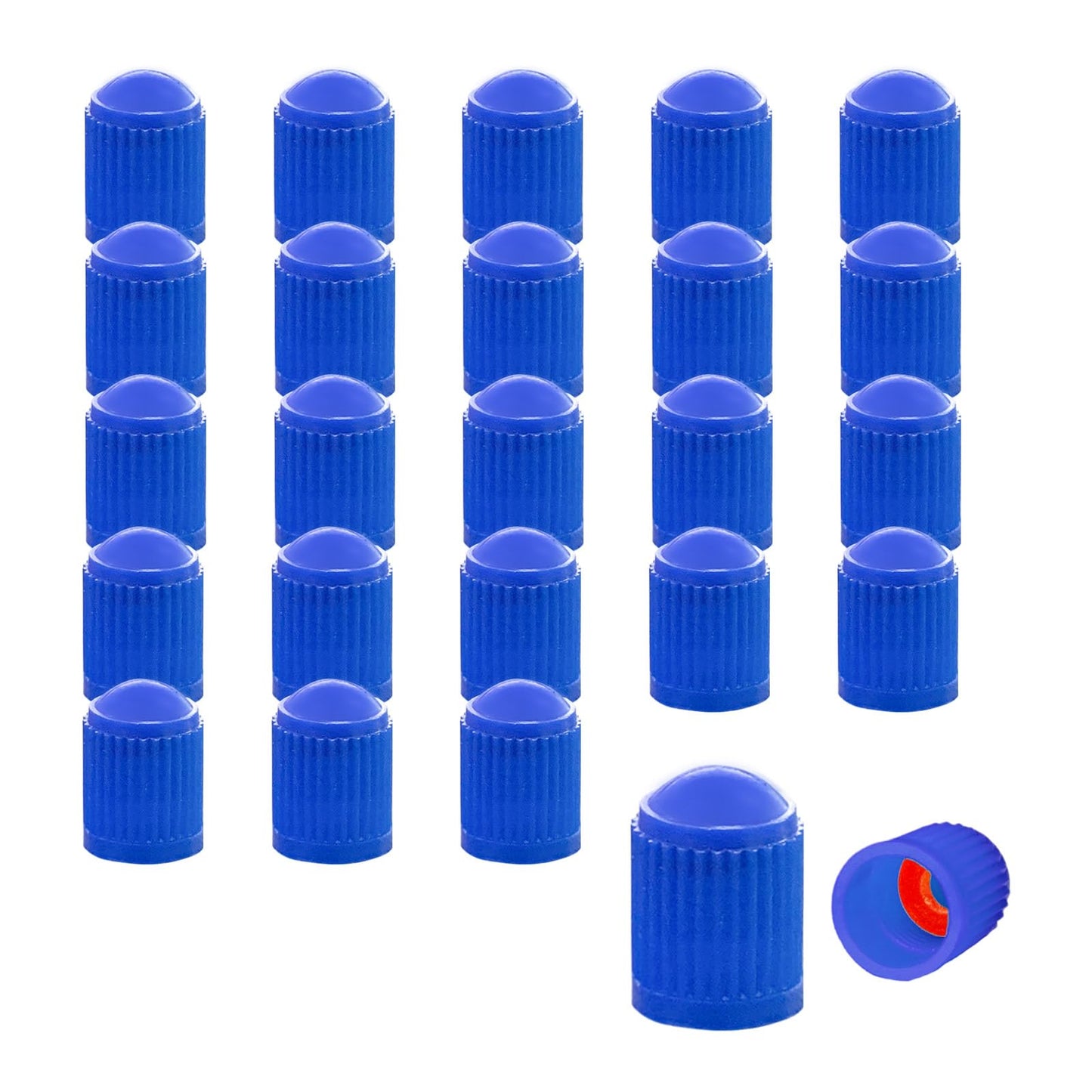 Ziciner 25 PCS Tire Valve Stem Caps, Plastic Car Tyre Valve Cap with O Rubber Seal, Dustproof Airtight Seal Wheel Stem Covers, Universal Accessories for Cars, SUVs, Bicycles,Trucks (Red) WN420