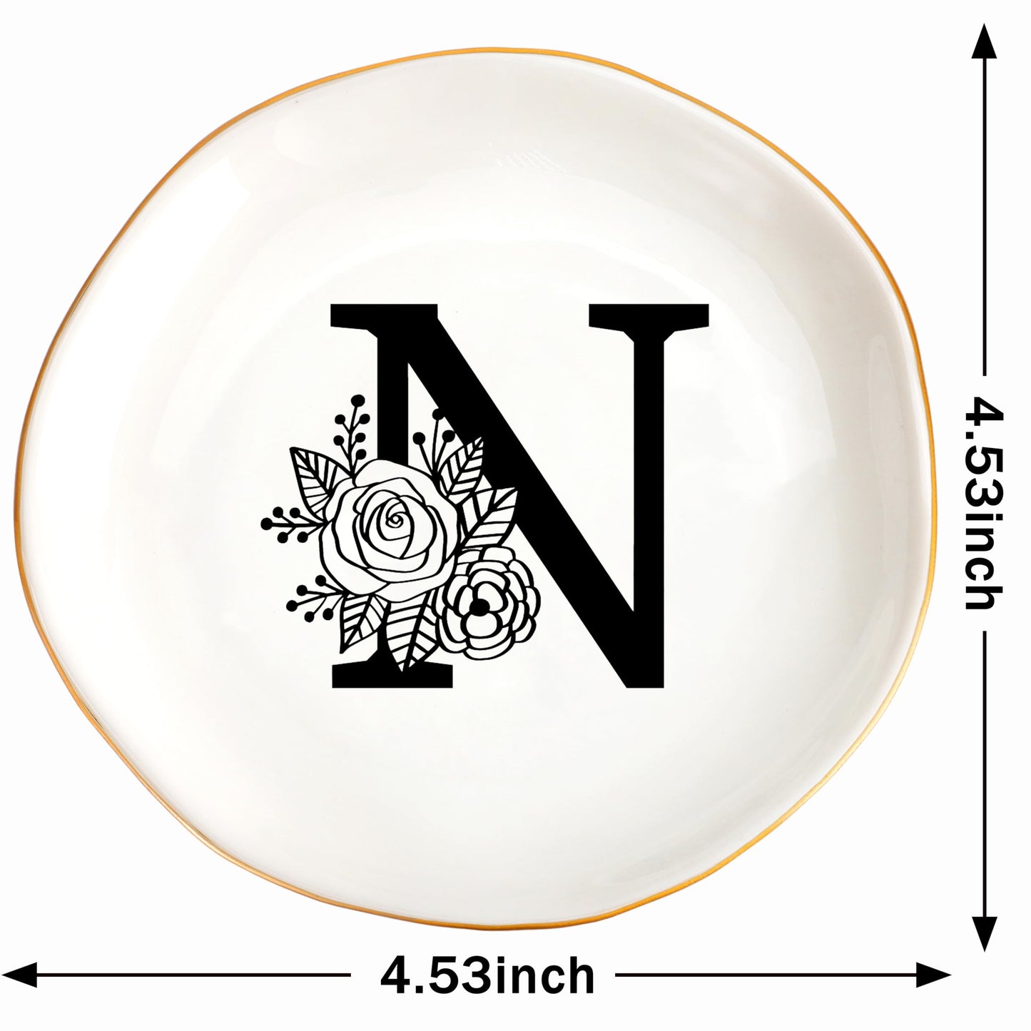JoycuFF Initial B Ceramic Jewelry Tray, Bridesmaid Bride Gifts, Mothers Day Christmas Anniversary Engagement Birthday Gifts for Women Couples, Trinket Dish for Rings Earrings Necklaces Bracelets Keys BST202