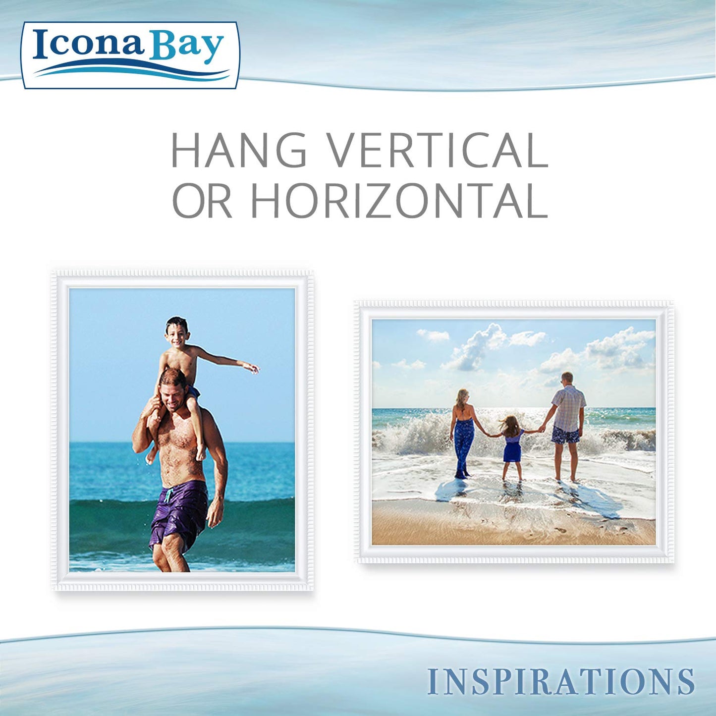 Icona Bay Combination White Picture Frames Set - 10 PC (Five 4x6, Three 5x7, Two 8x10), Inspirations Collection Multi-Pack for Contemporary Wall Gallery BST220