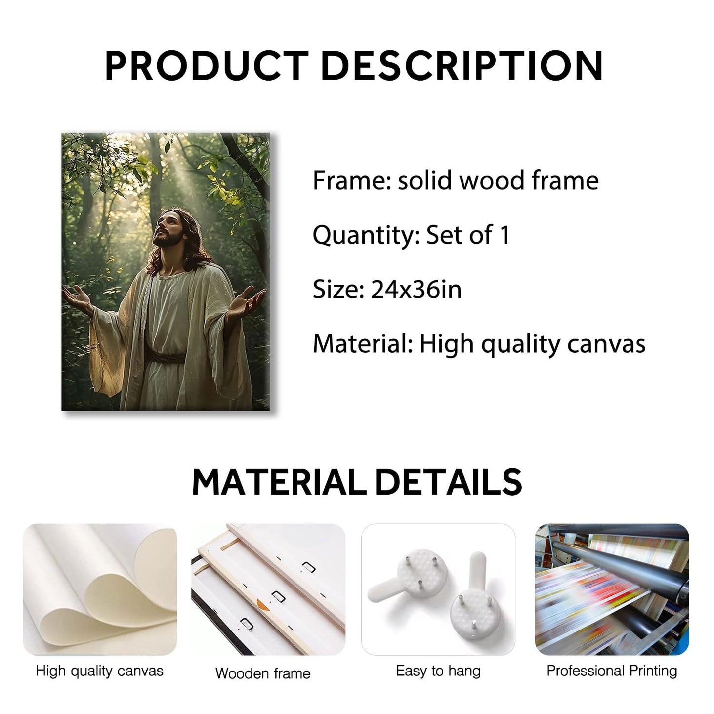 CHTEXA Jesus Glory Crown Canvas Wall Art Christian Religious Spiritual Poster Image Print Gallery Home Decor Painting Suitable for Living Room Church Prayer Room Office 24x36 in Ready to Hang BST220