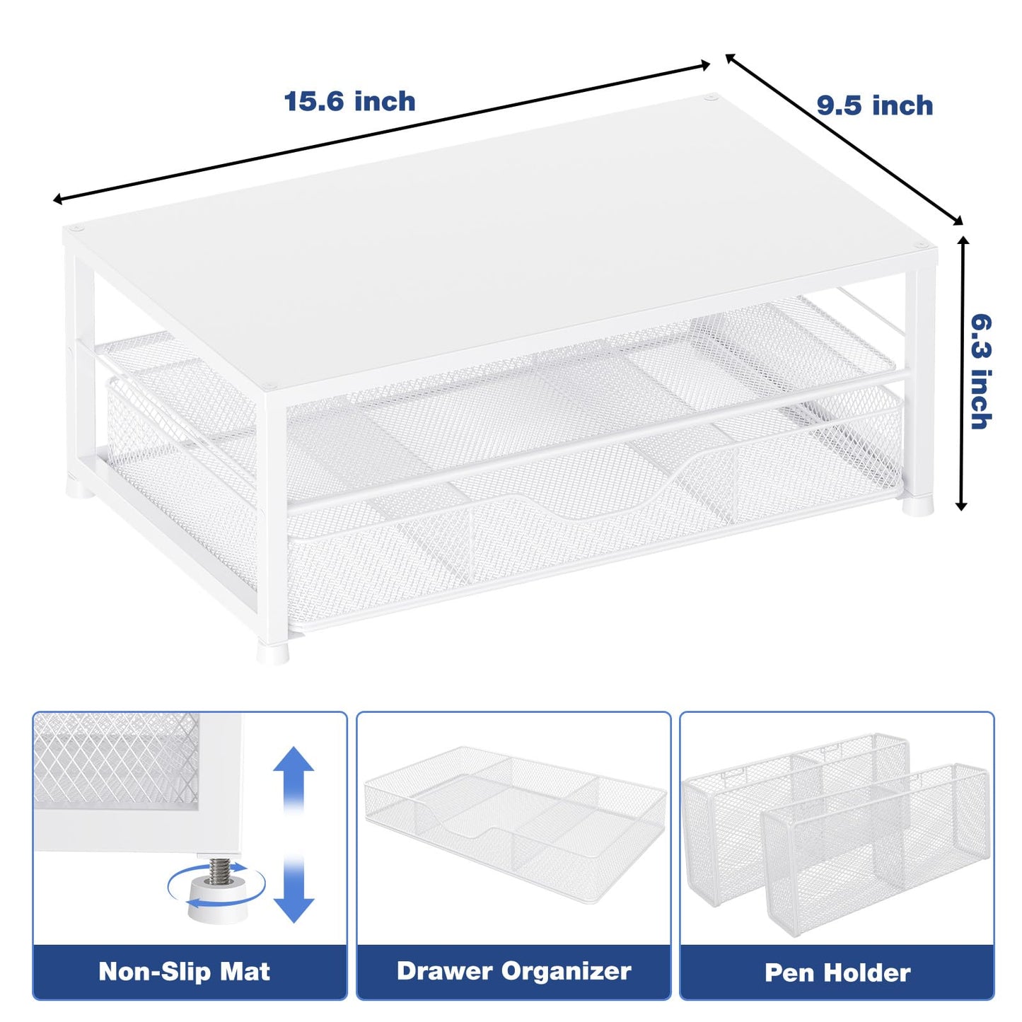 OPNICE Desk Organizers and Accessories, 2-Tier Computer Monitor Stand Riser N29
