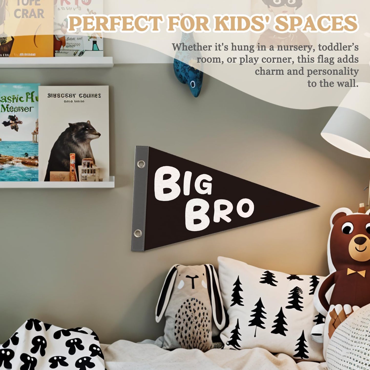 Boy Nursery Decor Pennant Banner Flags Decor, Playroom Essentials, Dude Felt Banner Wall Art Decor for Toddler Kids Room Nursery,Boy Playroom Decor 7.4x14 Inch BST326H