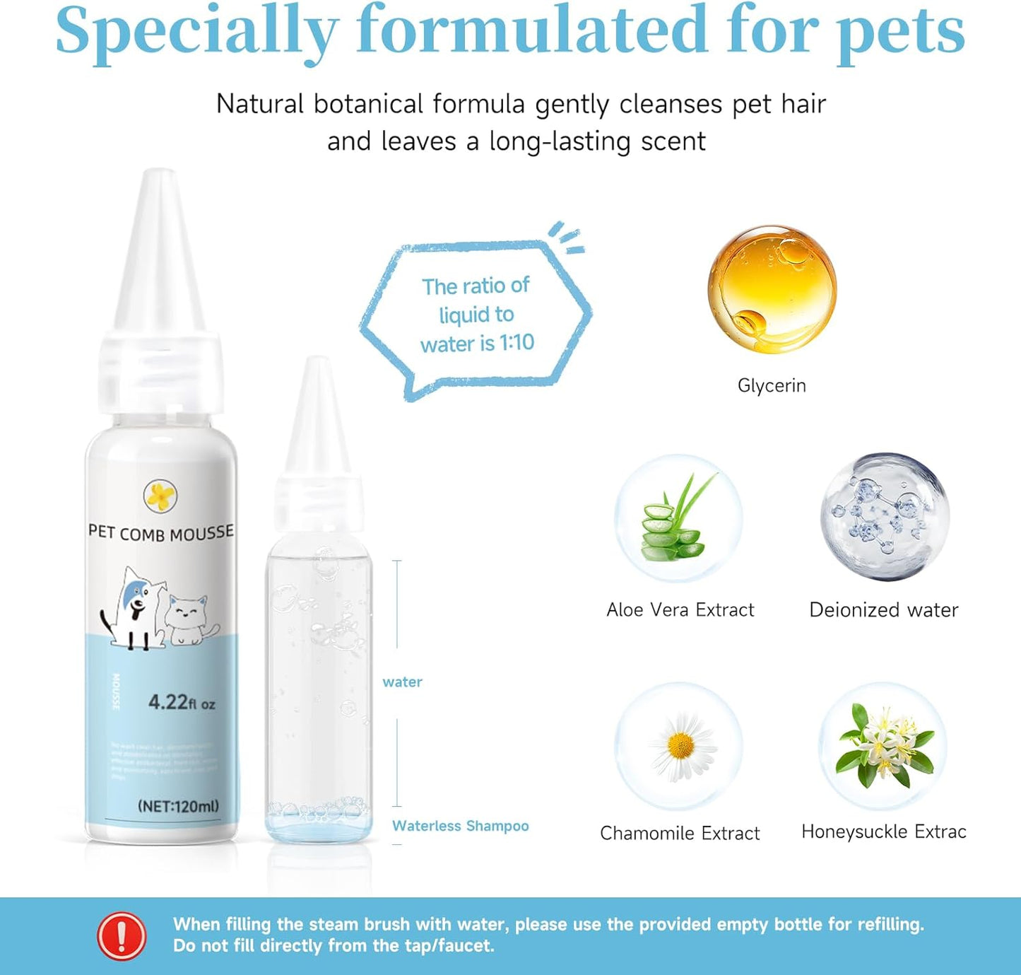 3-in-1 Pet Steam Brush Set for Dogs & Cats, Grooming Comb with Spray, Defur Tool N25