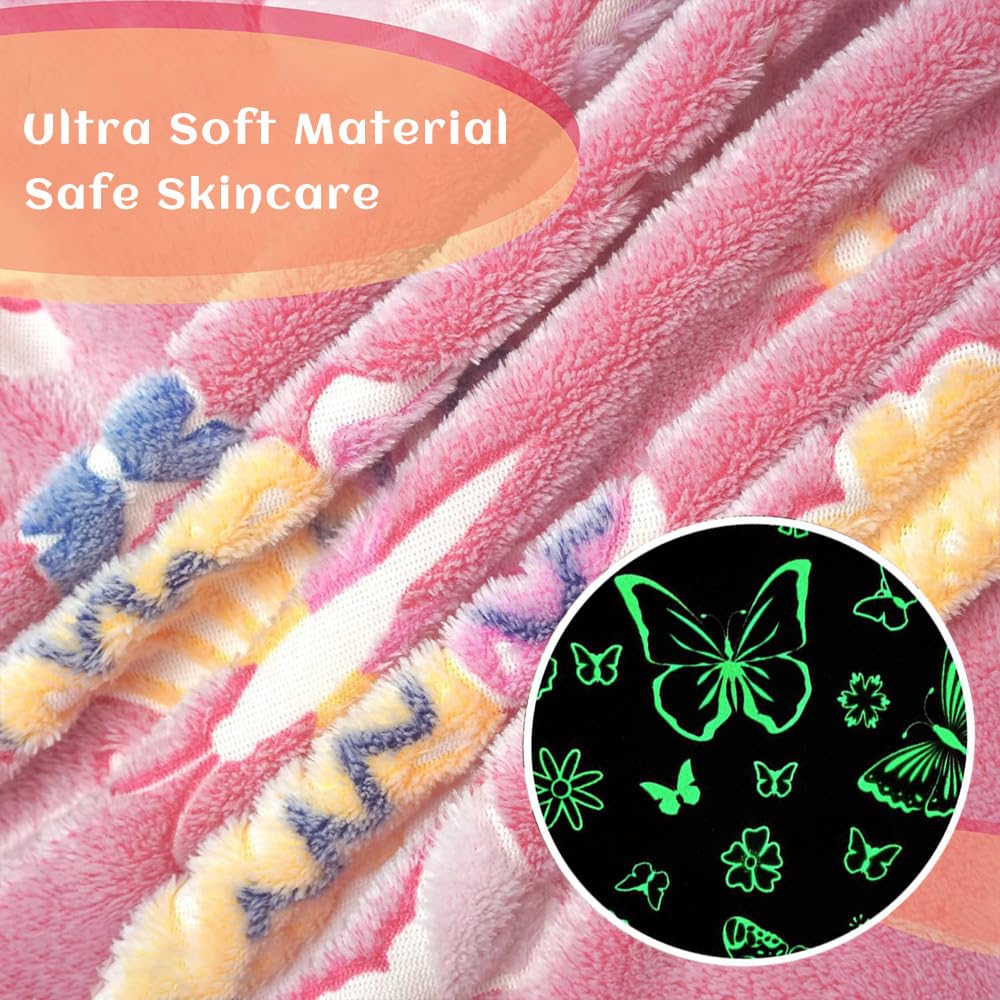 Wajade Unicorn Gifts for Girls - Glow in The Dark Unicorn Blanket Birthday Christmas Decor for Kids Age 3 4 5 6 7 8 9 10 11 12 Years Old Teens Child Toddler Throw Violet 60"x80" BST202