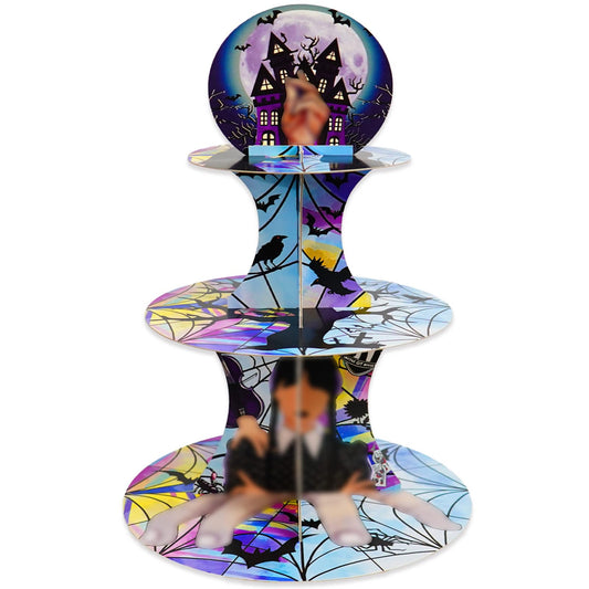 Tropical Hawaiian Birthday Cupcake Stands, Cartoon Movie Theme 3 Tier Paper Cupcake Rack Tropical Flower Party Decorations for Baby Shower Boys Girls Birthday Party Supplies (Fantasy Style) BST220