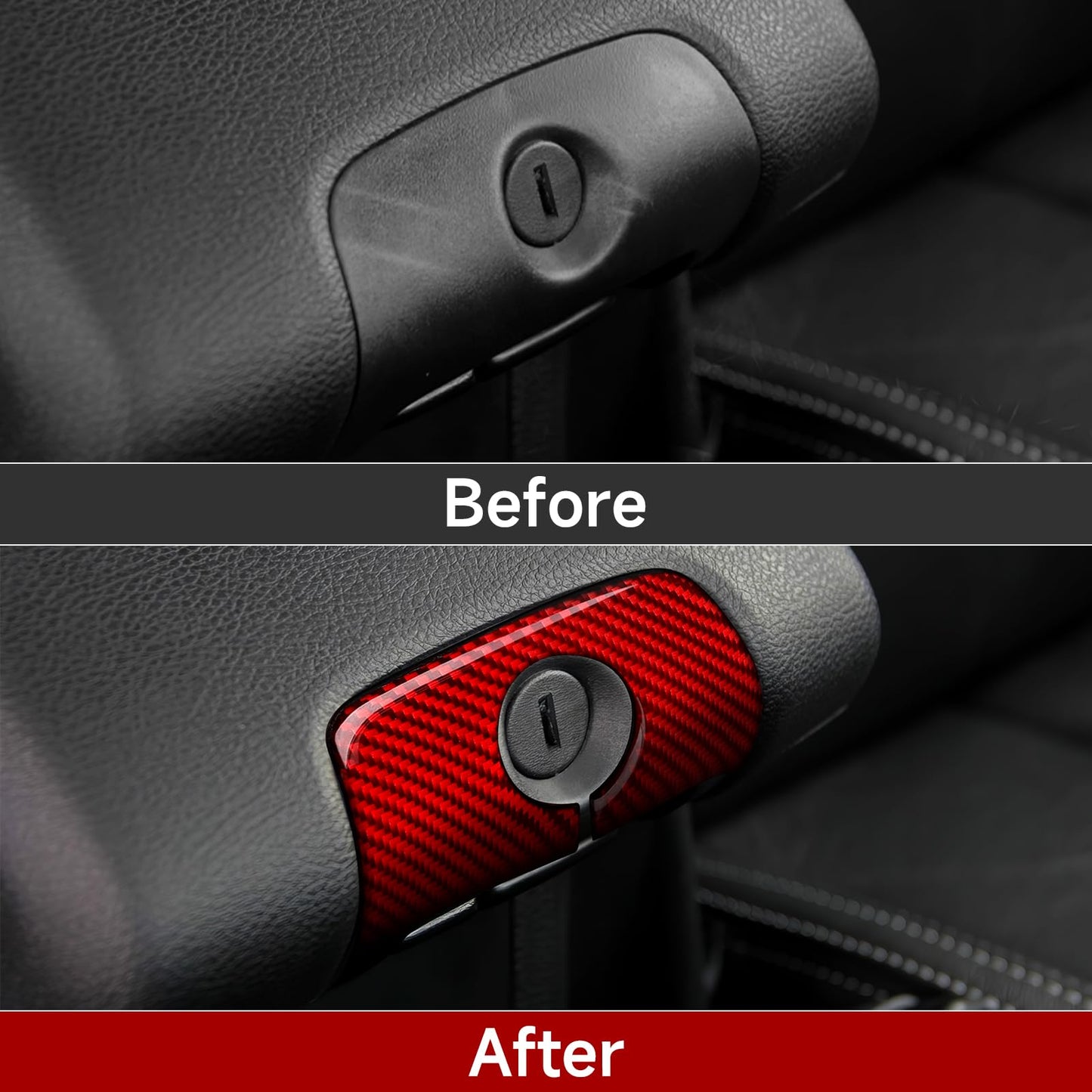 Car Gear Shift Lower Panel Sticker Carbon Fiber Decal Interior Trim Cover for Jeep Wrangler 2011 2012 2013 2014 2015 2016 2017 Accessories (Red) BST220