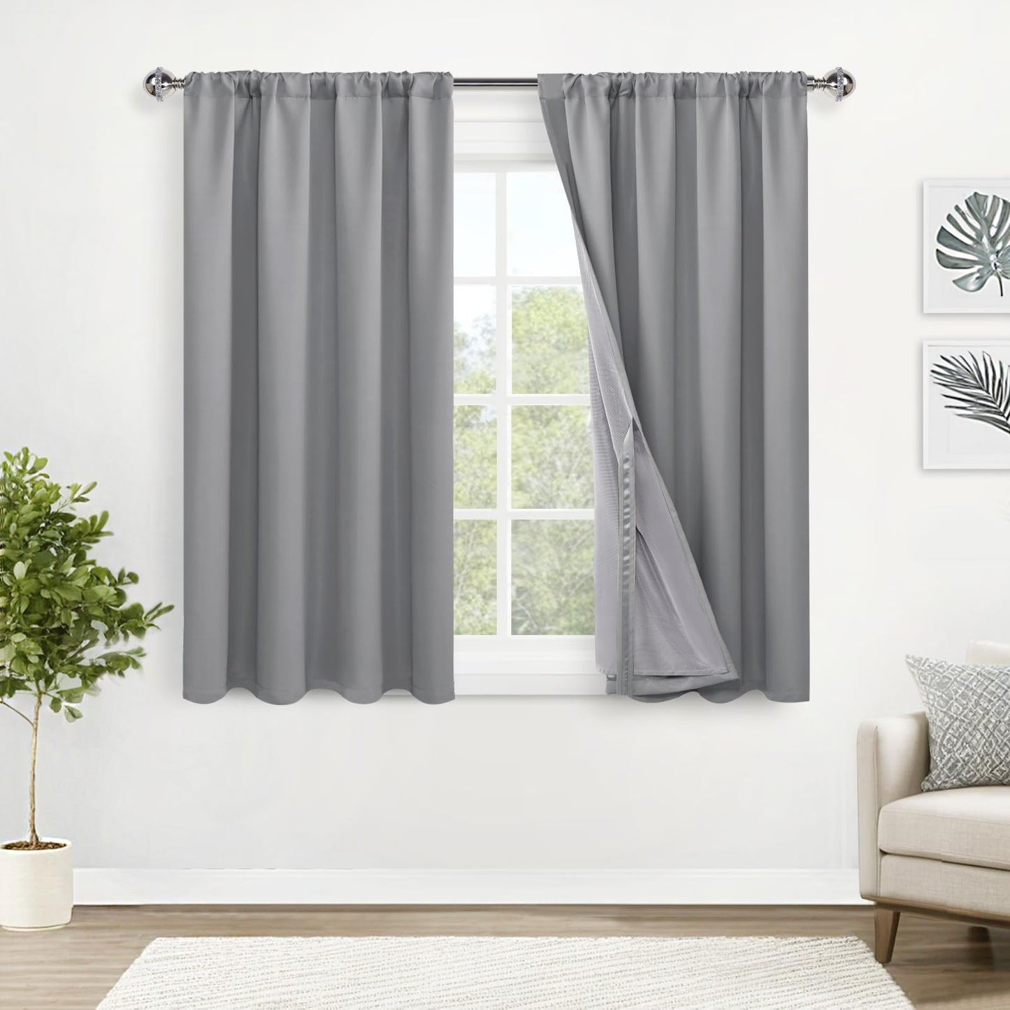XWZO White Blackout Curtains with Tiebacks - Rod Pocket & Back Tab Heat and Full Light Blocking Window Panels for Bedroom/Nursery, 84 Inches Long Thermal Insulated Draperies, W42 x L84, Set of 2 BST326H