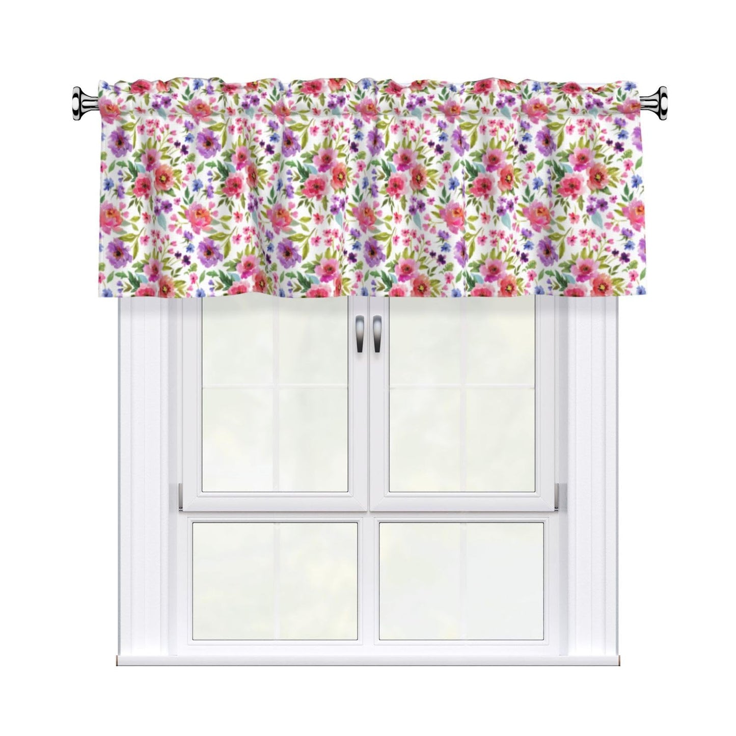 Easter Valances for Windows - Pink Spring Cafe Curtains Floral Bunny Short Curtains for Living Room Bathroom Bedroom Basement BST202