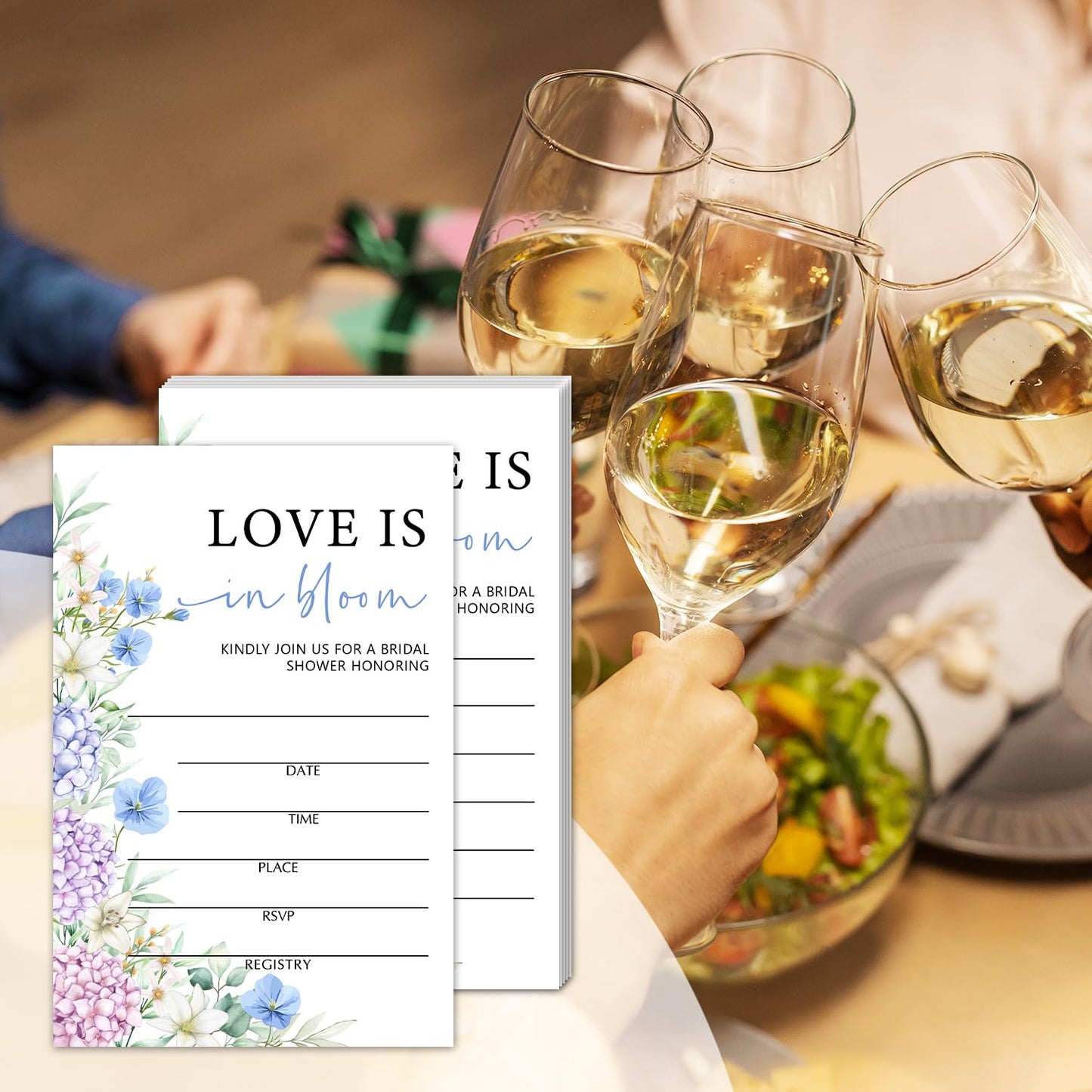 50 Years Anniversary Bridal Shower Invitations Cards, Set of 25 Gold Foil Floral Fill in Style 50th Year Wedding Invites Cards with Envelopes for Couples Marriage Party Supplies-T05 WN420