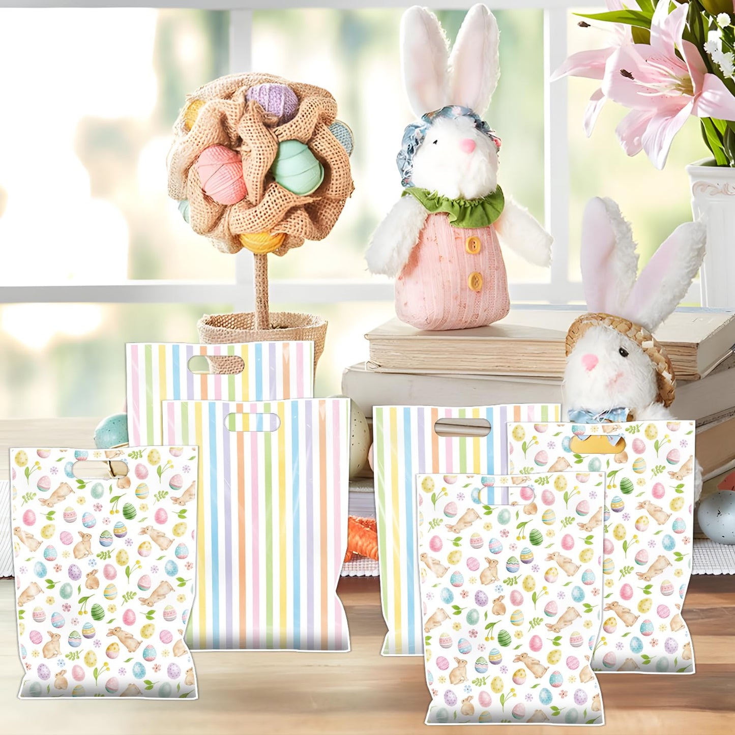 Falueqg Hibachi Party Decorations - 50 Pcs Hibachi Japanese Goodie Candy Gift Bags Fans Cherry Blossom Patterns Party Favors for Chinese Japanese Birthday Baby Shower Decor BST326H