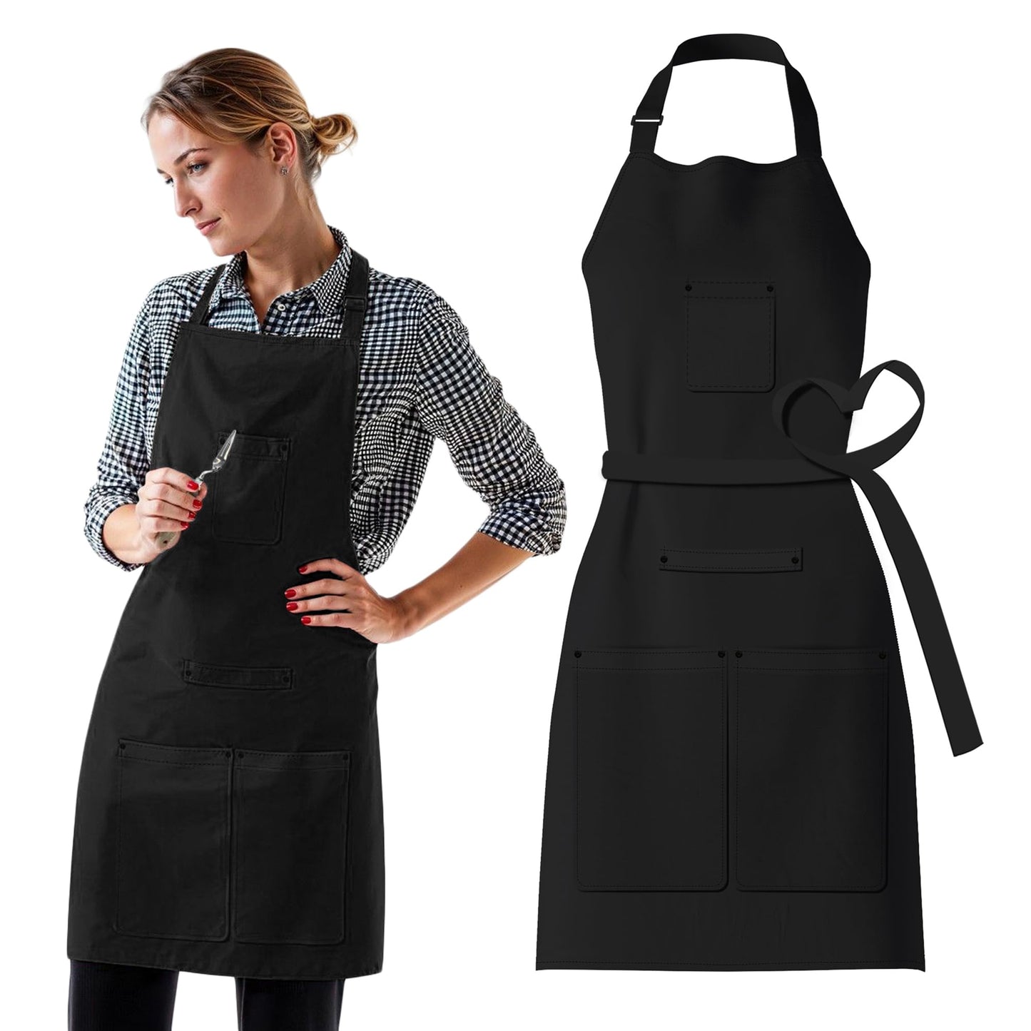 Waterproof Apron for Adults – Adjustable Fit with Deep Pockets, Stylish Cooking & Baking Apron for Women & Men