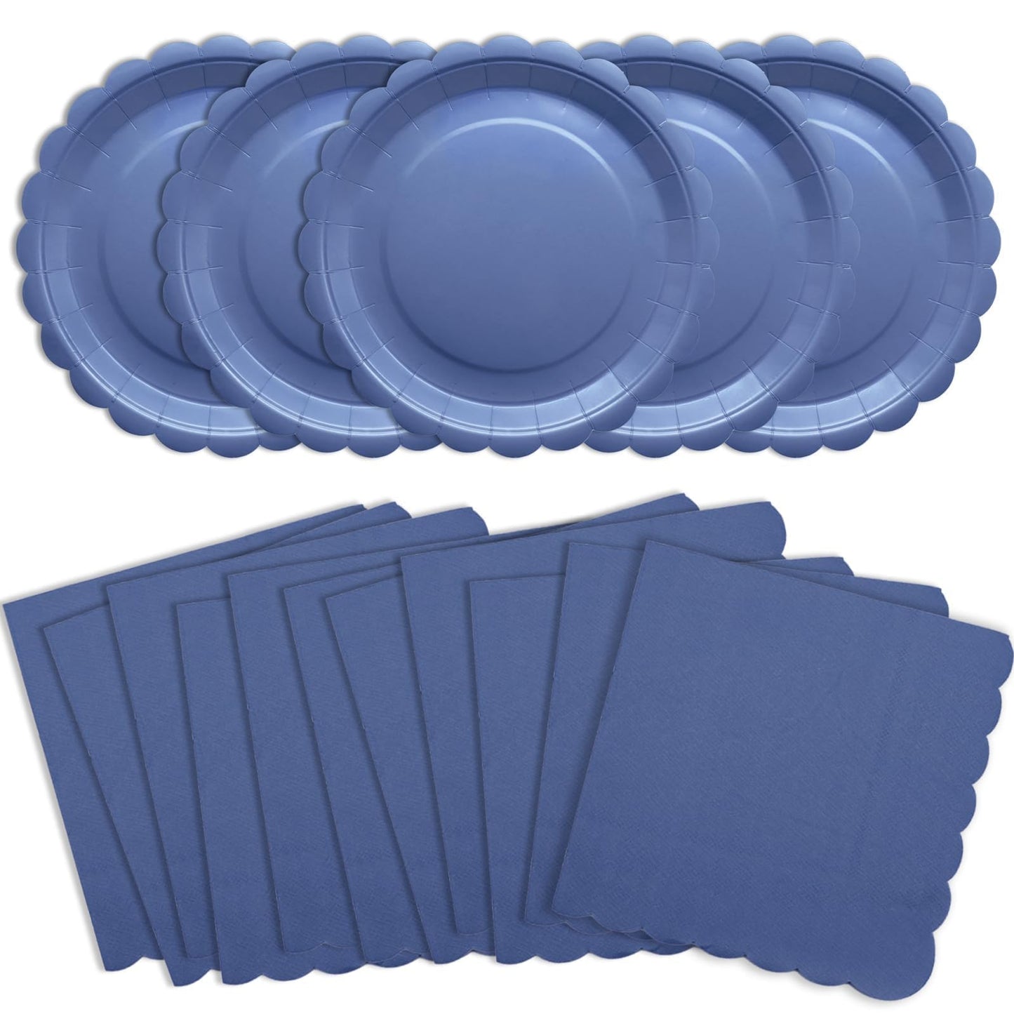 100 Pcs White Paper Plates and Napkins, 50 Pcs Guest White Party Supplies Including Scalloped Plates and Napkins for Independence Day Weddings, Parties BST326L