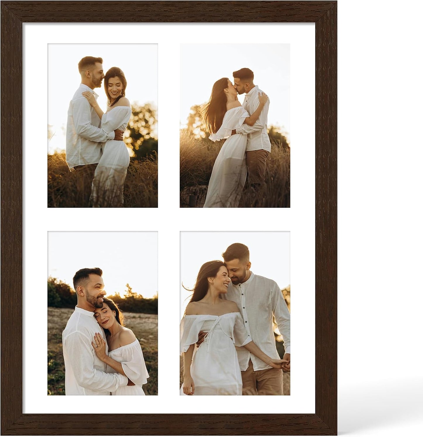 YESKAY 12x16 Picture Frame - 12 x 16 Photo Frame Made of Solid Oak Wood and Real Glass,Display Picture 4 Opening 5x7 with Mat or 12x16 Without Mat for Wall Mounting(Color Walnut) BST326H