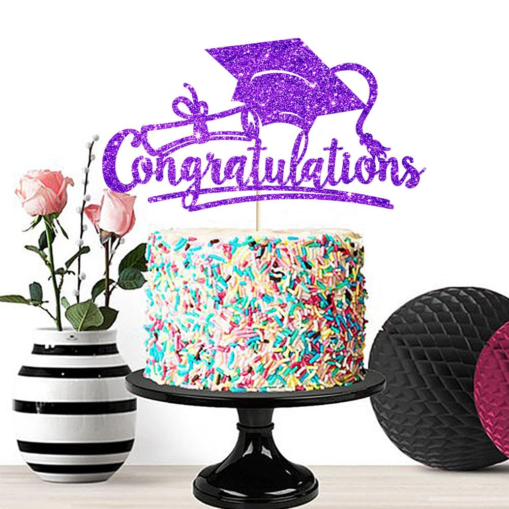 Congratulations 2026 Graduation Cake Topper Red Glittery Class of 2026 Cake Topper Congrats Grad Party Cake Decor for 2026 Senior High School College Grad Party Supplies Decorations BST220