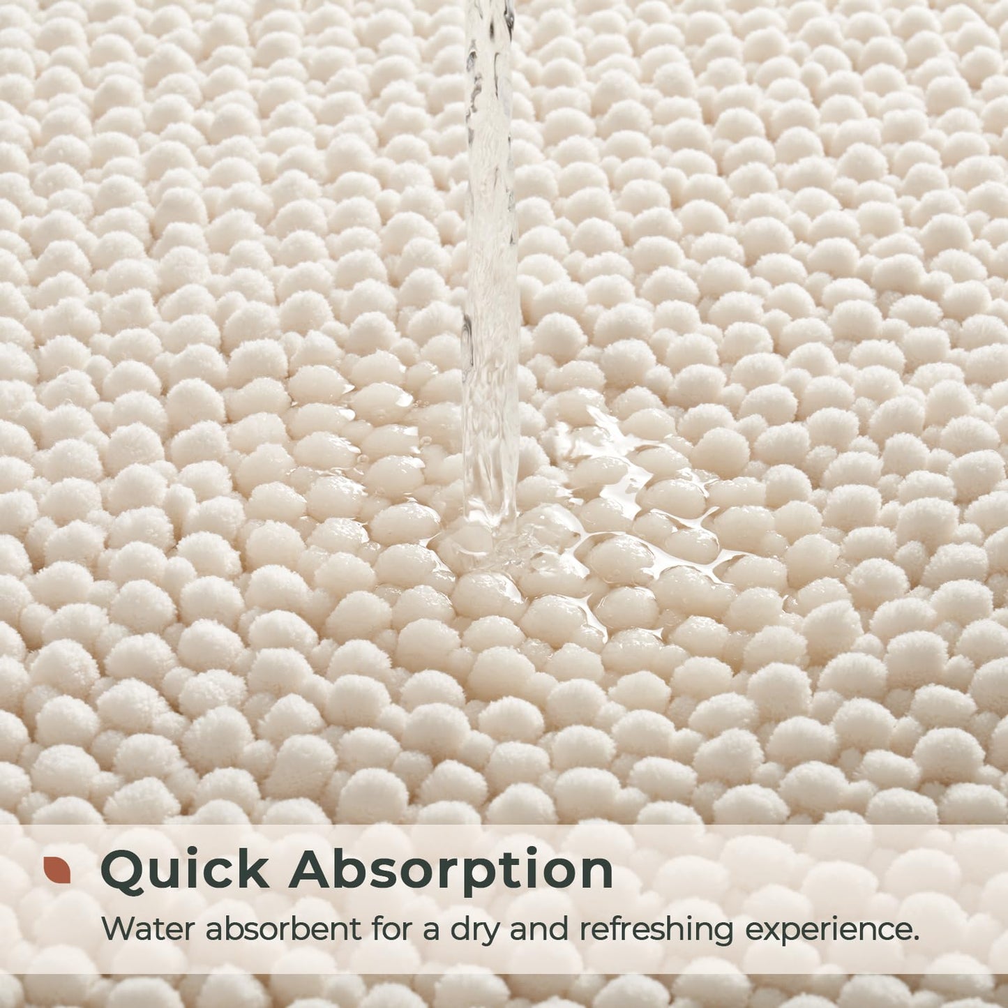 FRESHMINT Chenille Bathroom Rugs Sets 2 Piece 17"x24"+20"x32", Non-Slip Bath Mats, Absorbent Bath Rug, Washable Set of 2 Shower Floor Mat, Gray BST220