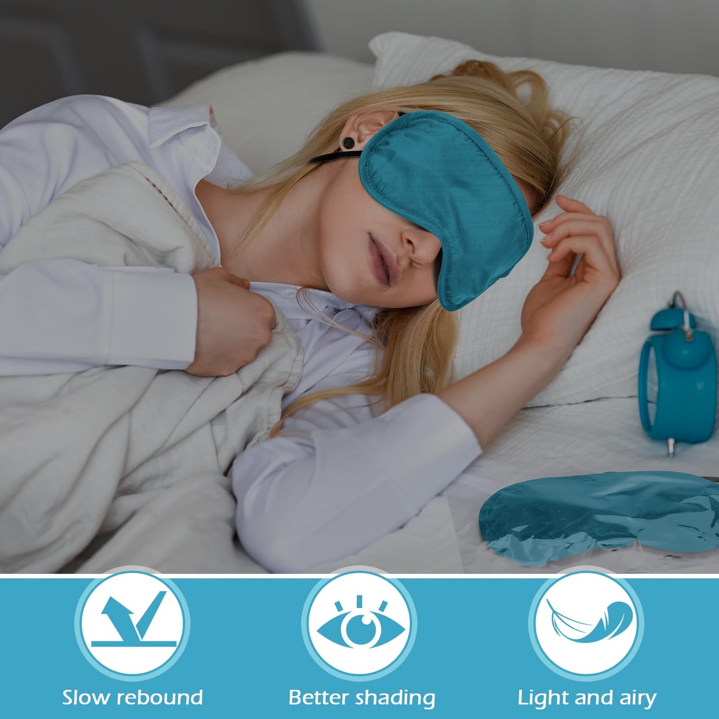 Tarpop 200 Pcs Eye Mask Sleeping Blindfold Eye Cover with Adjustable Strap for Games Party Team Building Travel Individually Wrapped Sleep Mask for Women Men (Blue)
