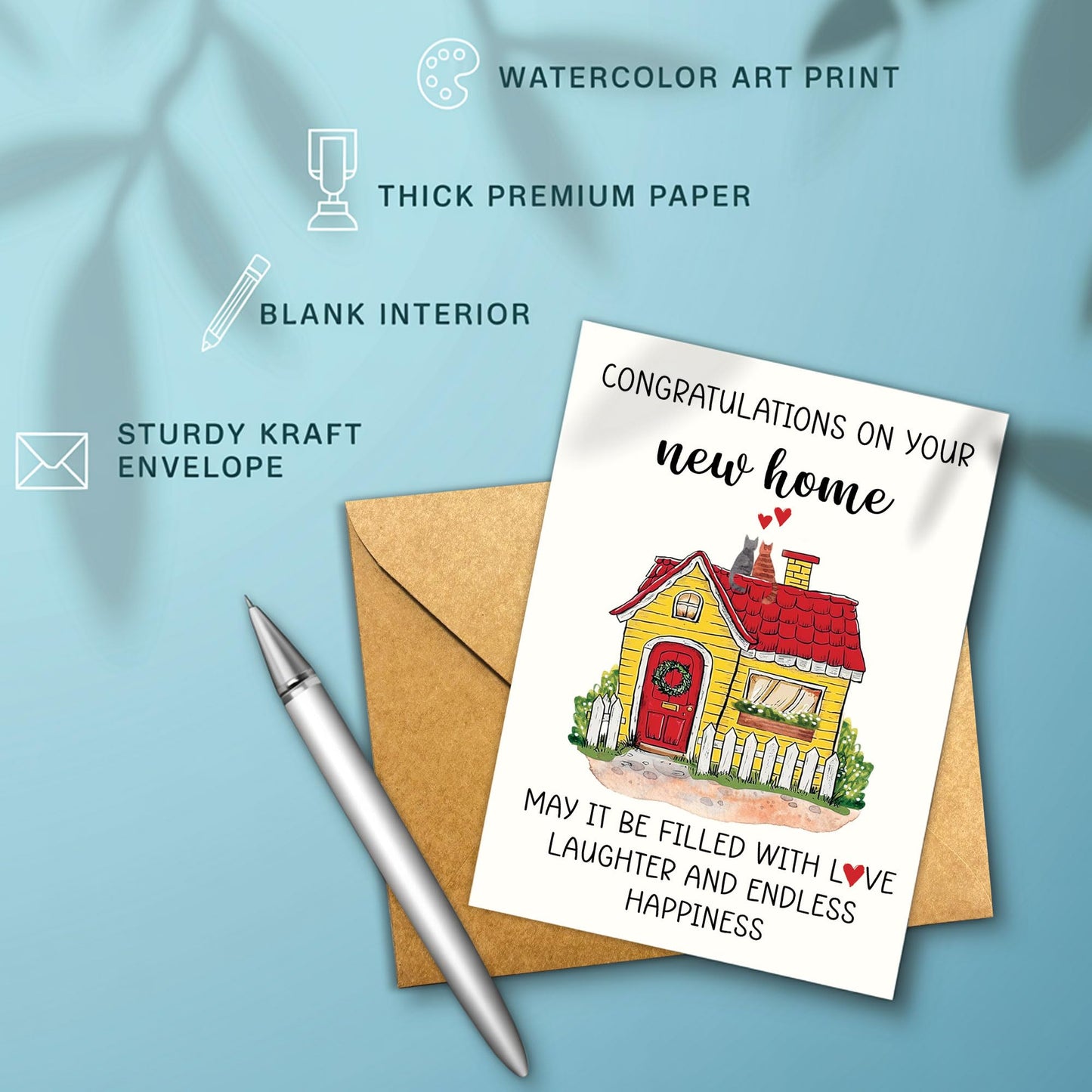 Congrats on Your New Home Housewarming Greeting with Gold Lettering and Key Design, Funny Congratulations Gift for New Homeowners, First-Time Buyers, Friends, Neighbors, Real Estate Clients Single 5.3''x8'' with Envelope BST326L