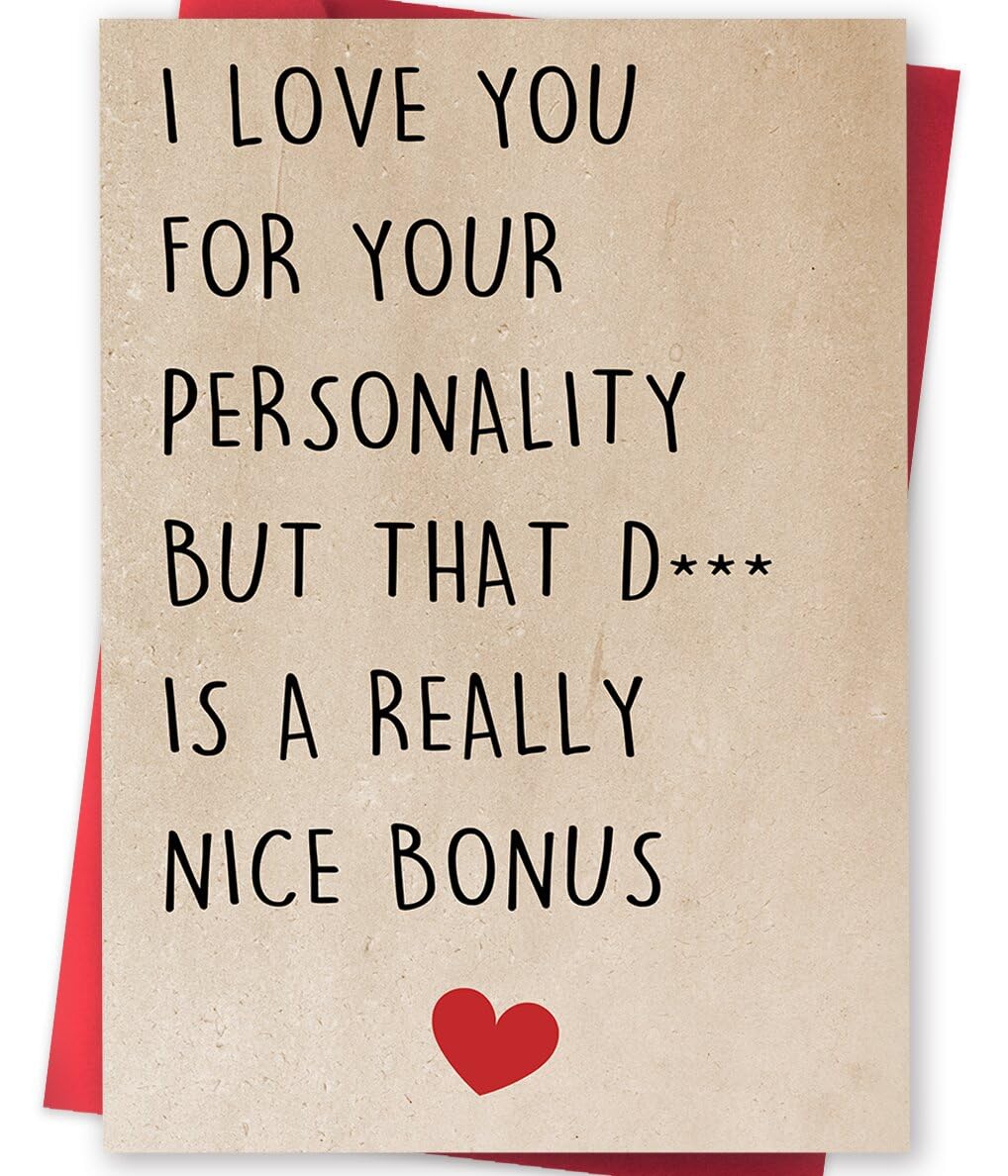 fancu Funny Birthday Card for Boyfriend, Cheeky Card for Husband | 5 x 7 inch cheeky birthday card with matte finish, printed message, red envelope, and sticker for boyfriend or husband BST202