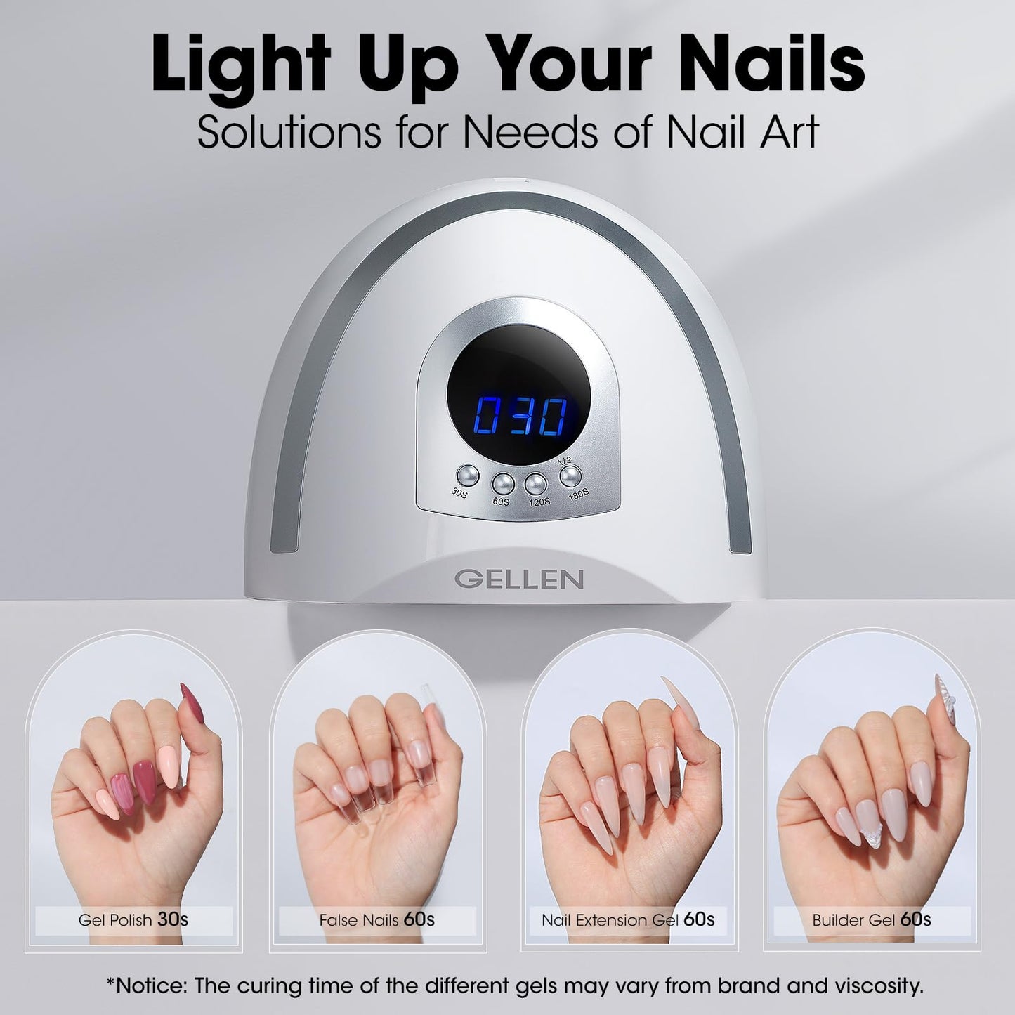 Gellen UV Nail Lamp, 268W UV LED Light for Nails of Finger Toe, Professional Fast Curing Nail Dryer for Gel Nail Polish, 66 LED Beads and 4 Timers